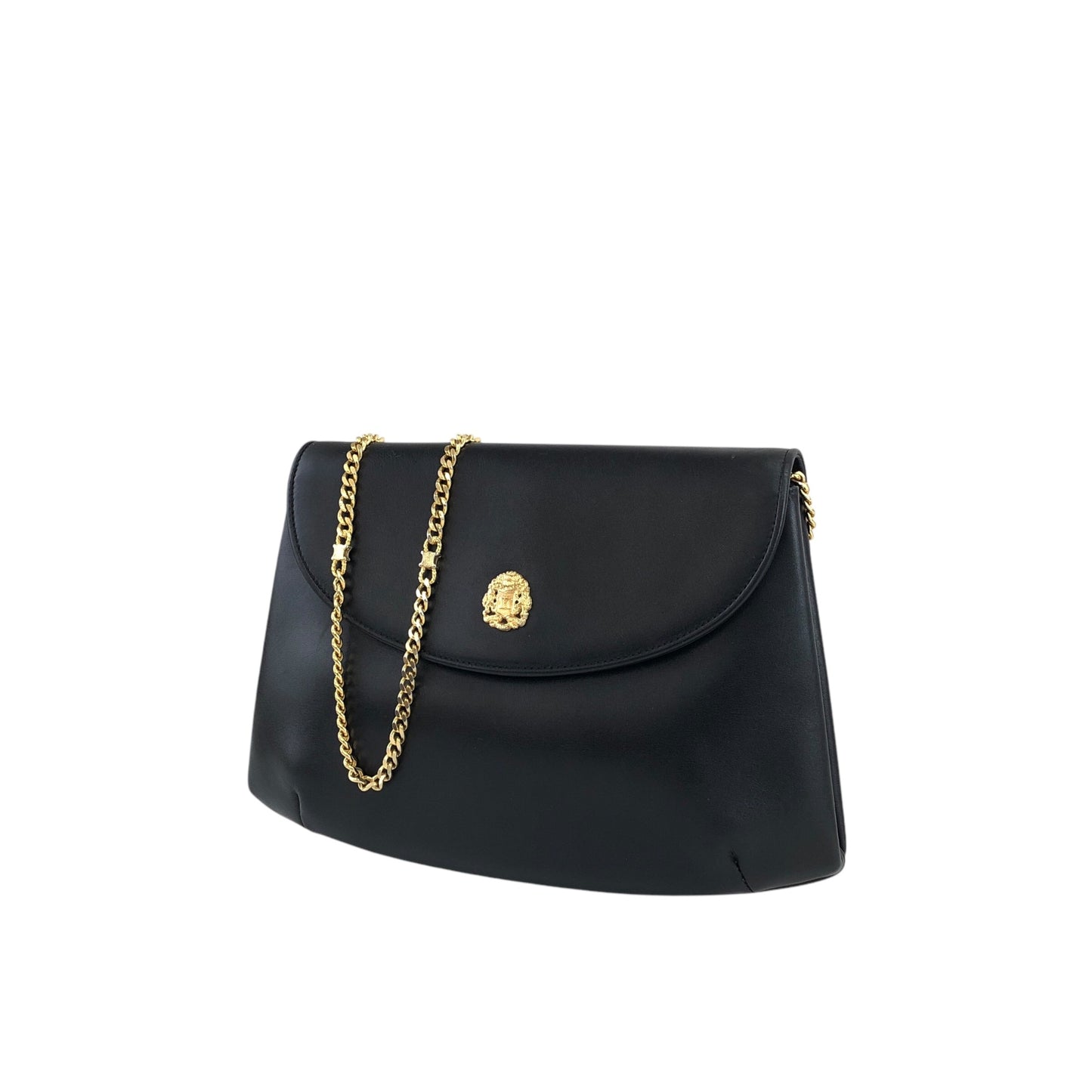 CELINE Blason Emblem Motif Chain Shoulder bag Black Vintage hp4pbe