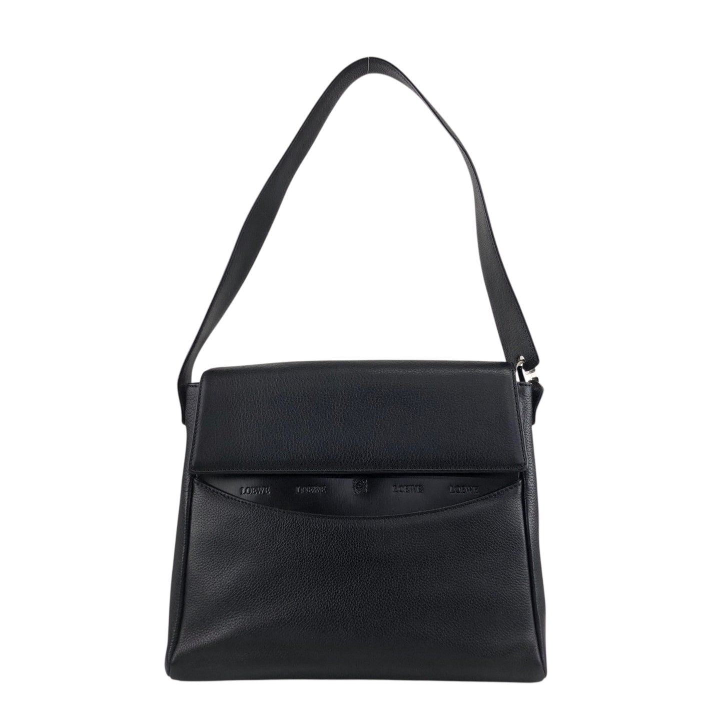 LOEWE Logo Embossed Shoulder bag Black Vintage ni55eb