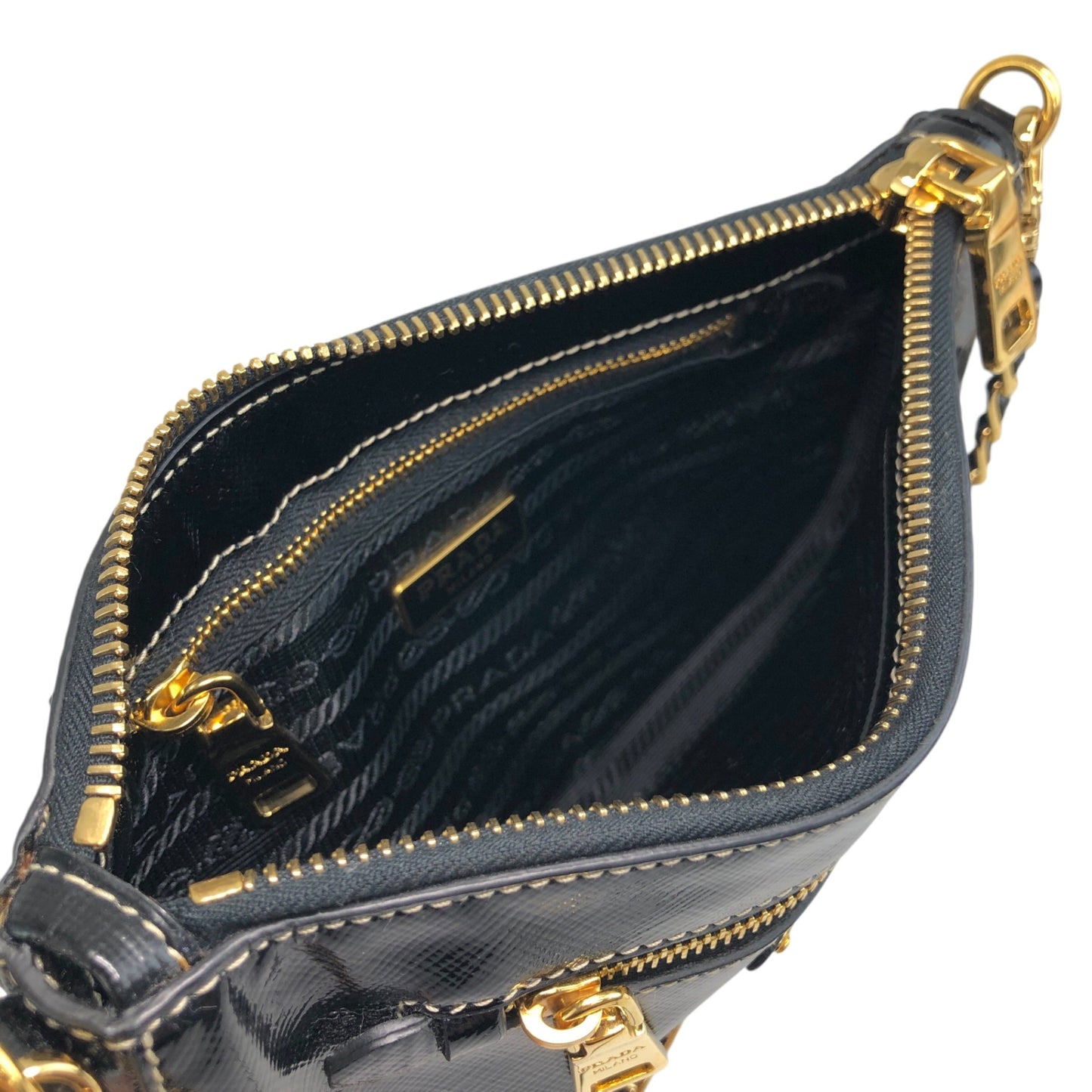 PRADA Triangle Logo Two-way Small Handbag Shoulder bag Black Vintage 4ndzyf