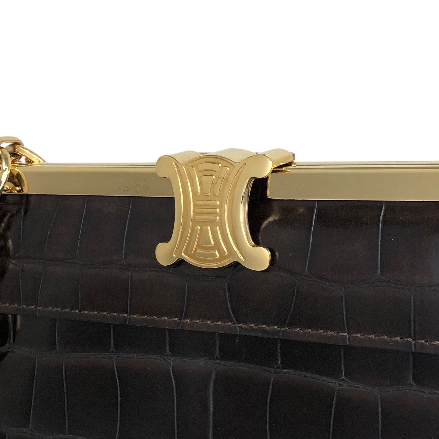 CELINE Triomphe Chain Shoulder bag Brown Vintage tedt2b