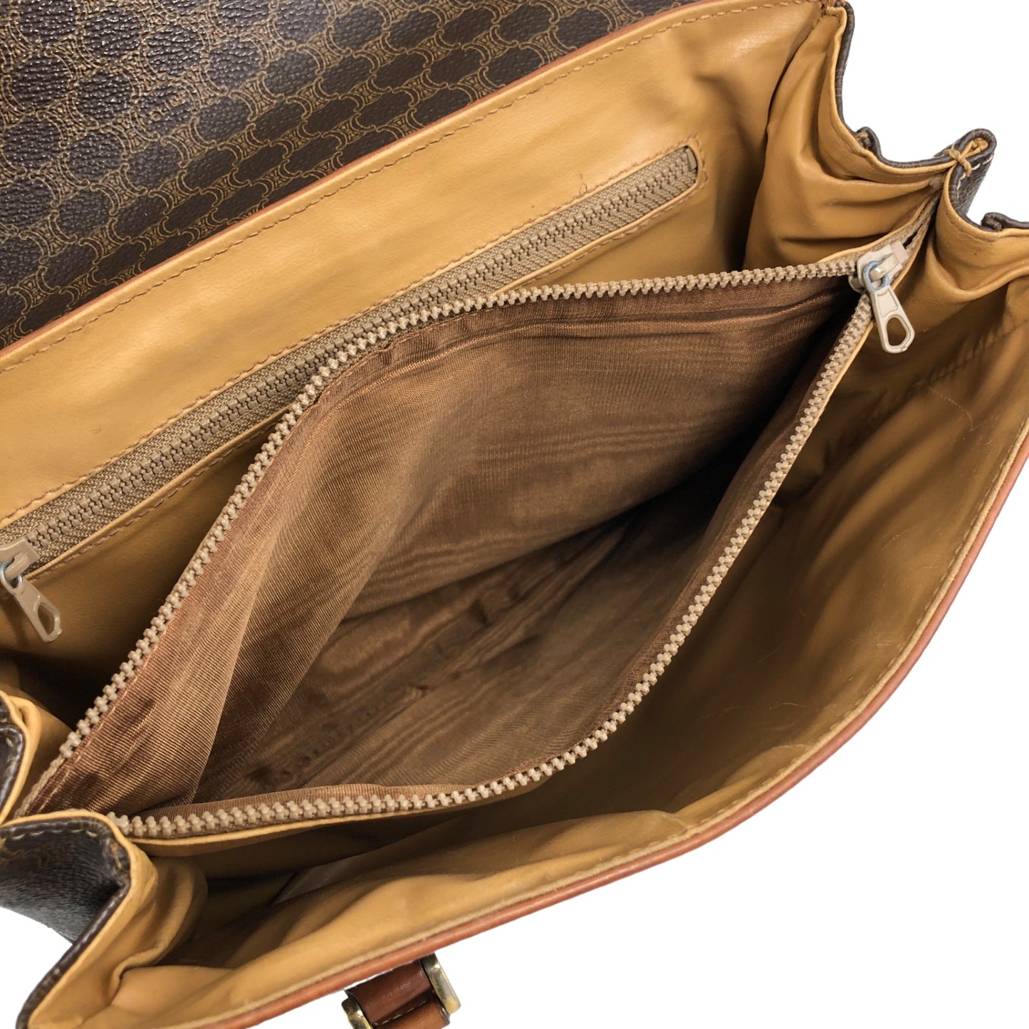 CELINE Macadam Blason Handbag Brown Vintage dty8ce