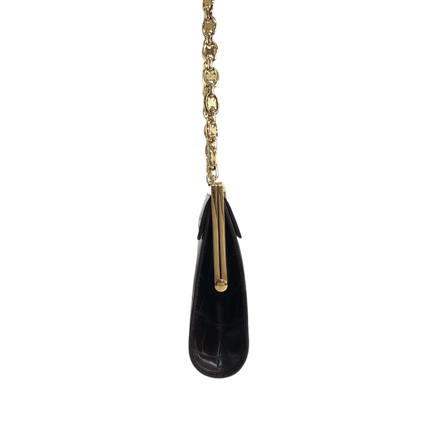 CELINE Triomphe Chain Shoulder bag Brown Vintage tedt2b