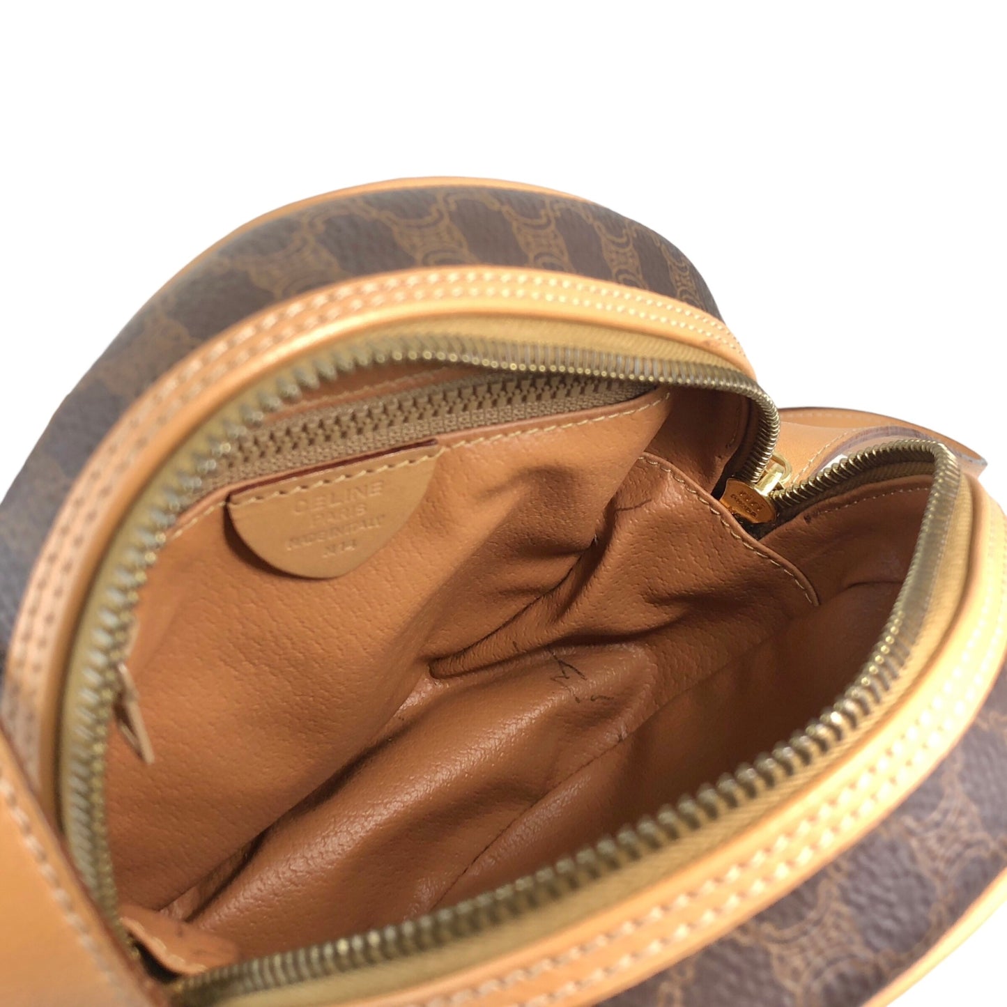 CELINE Macadam Blason Round Shoulder bag Brown Vintage teecbu