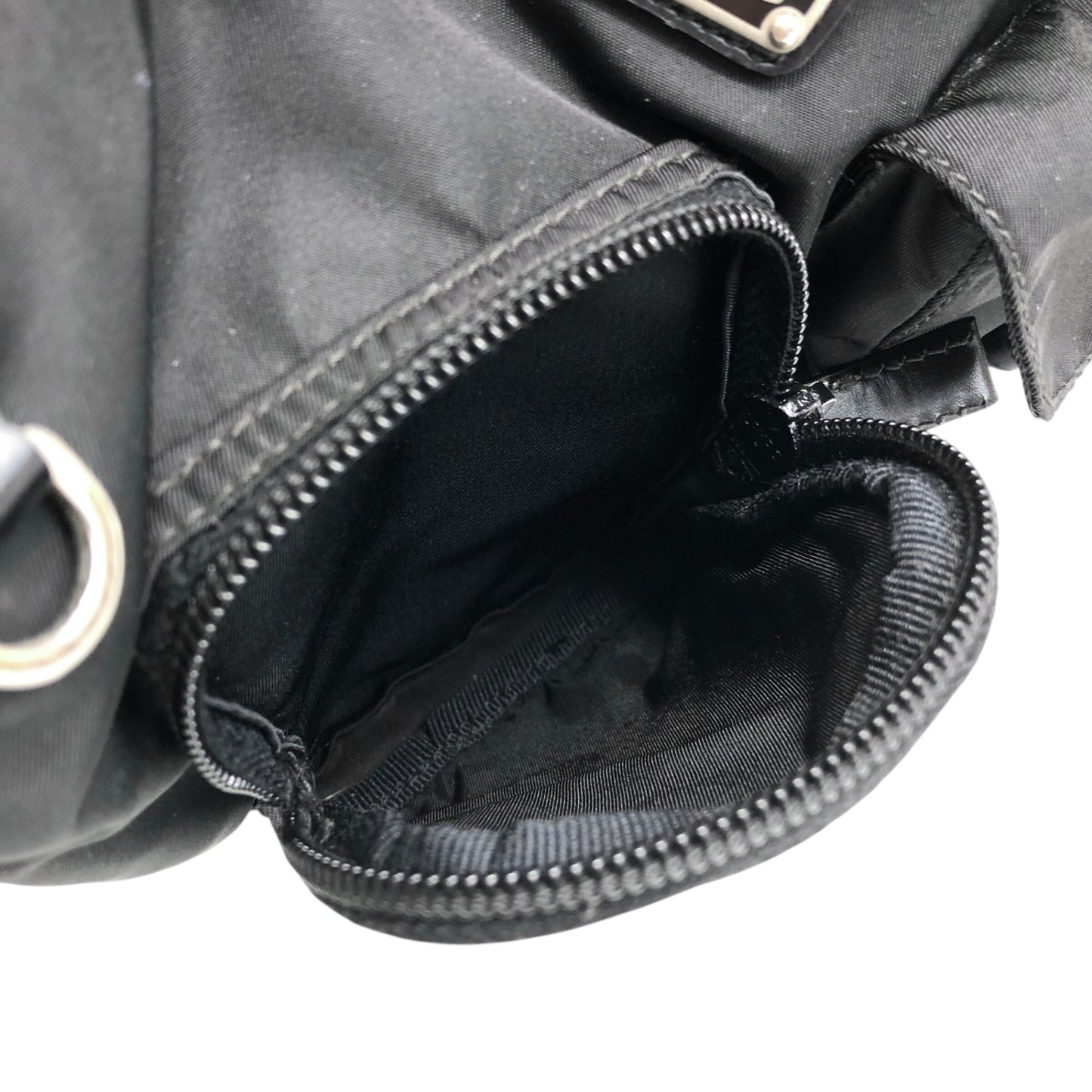 PRADA Triangle Logo Front Pocket Sling bag Black Vintage ts8rf4