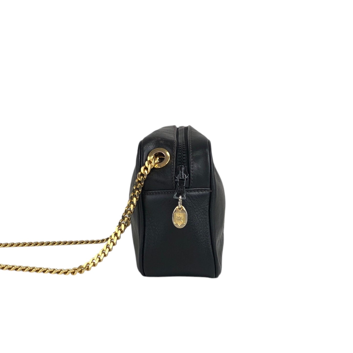 CELINE Triomphe Chain Shoulder bag Black Vintage n8k45k