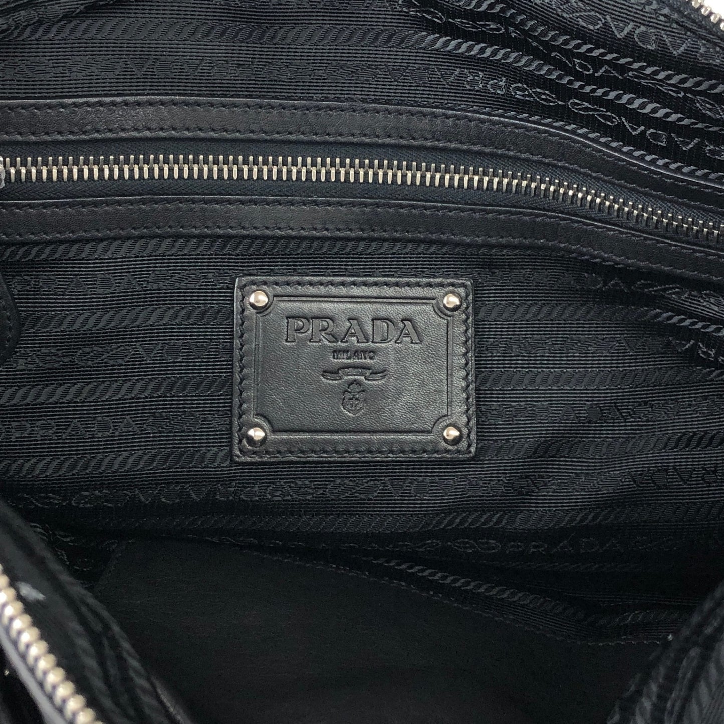 PRADA Logo Two-way Handbag Shoulder bag Black Vintage te623t