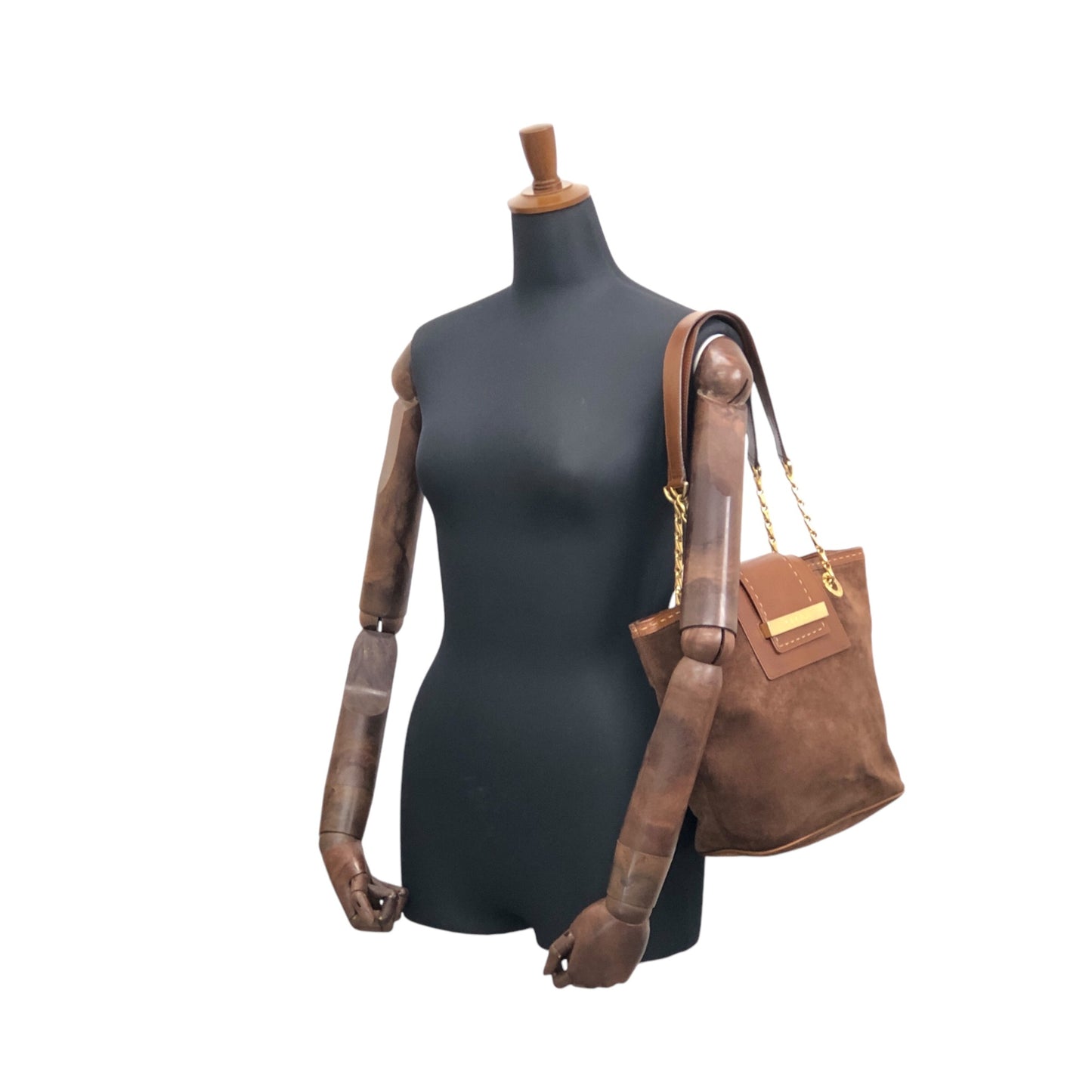 CELINE Logo Handbag Shoulder bag Brown Vintage mc6jsa