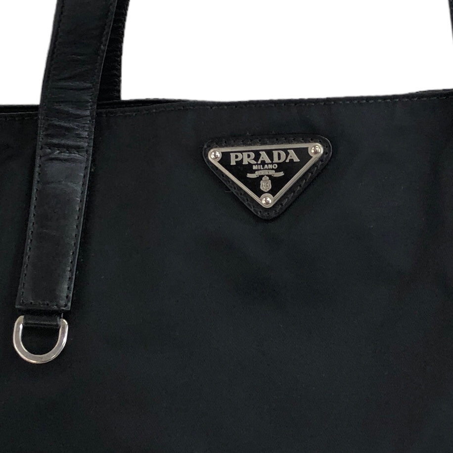 PRADA 三角形標誌尼龍手提包 黑色復古 h38ic3