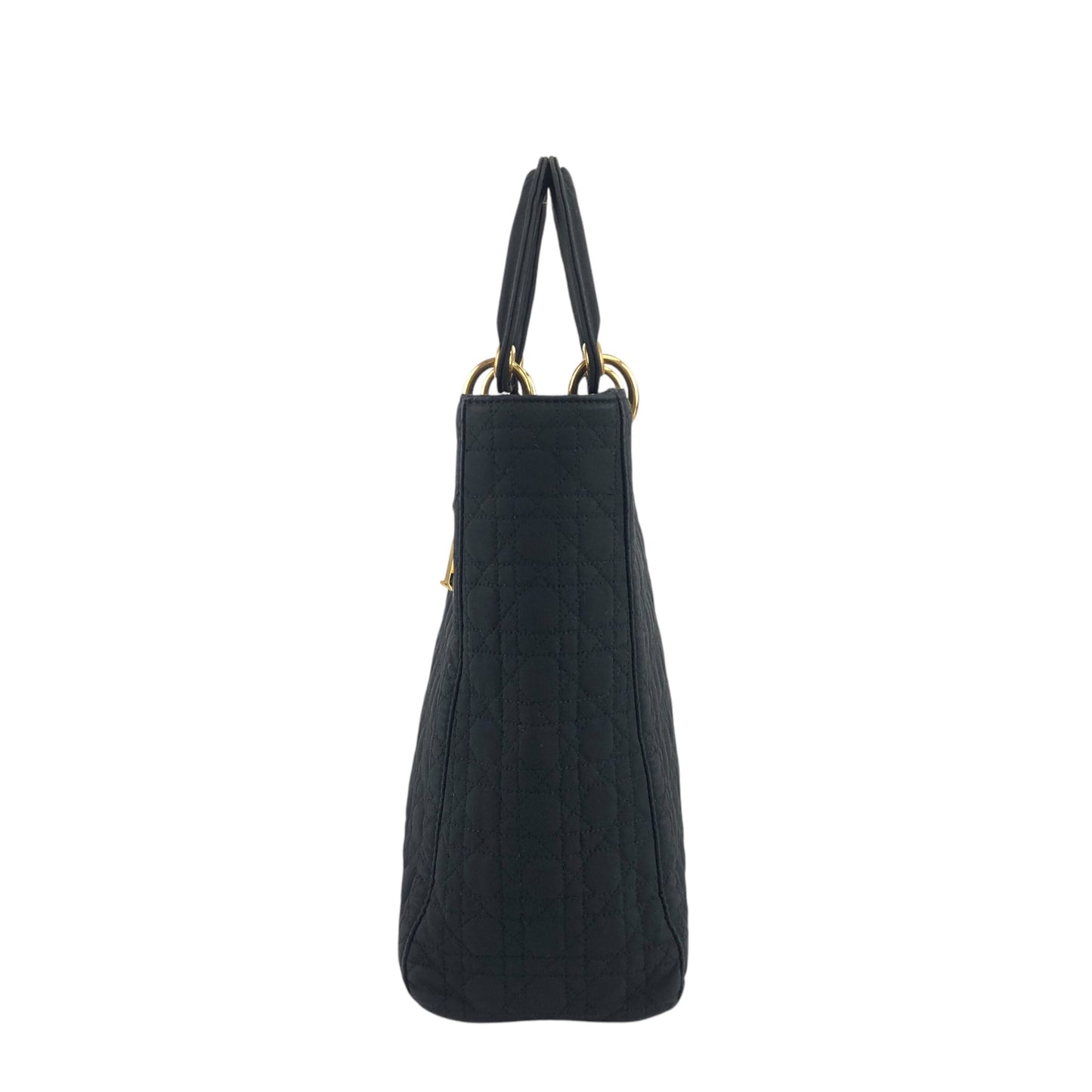Christian Dior Cannage Logo Charm Handbag Black Vintage 2camf8