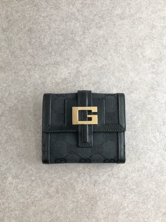 GUCCI GG Canvas Folded Wallet Black Vintage gbusf3