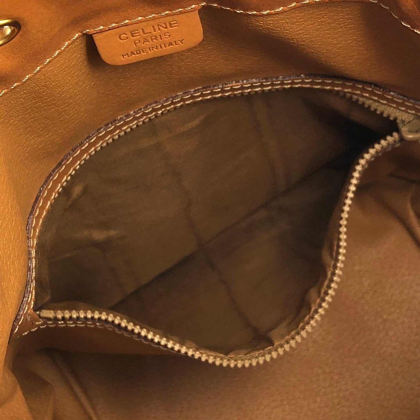 CELINE Macadam Blason Drawstring Shoulder bag Brown Vintage vi7byb