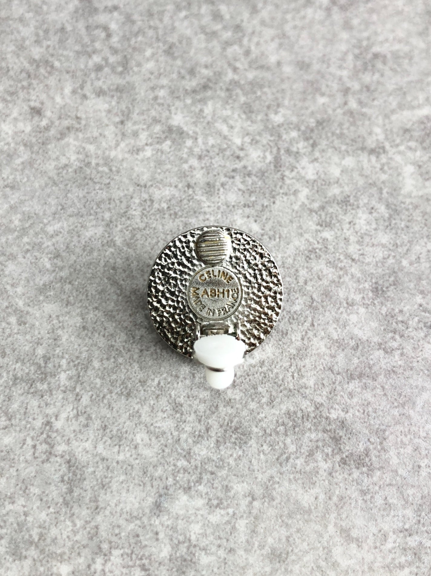 CELINE Circle Logo Earrings Silver Vintage greuz7