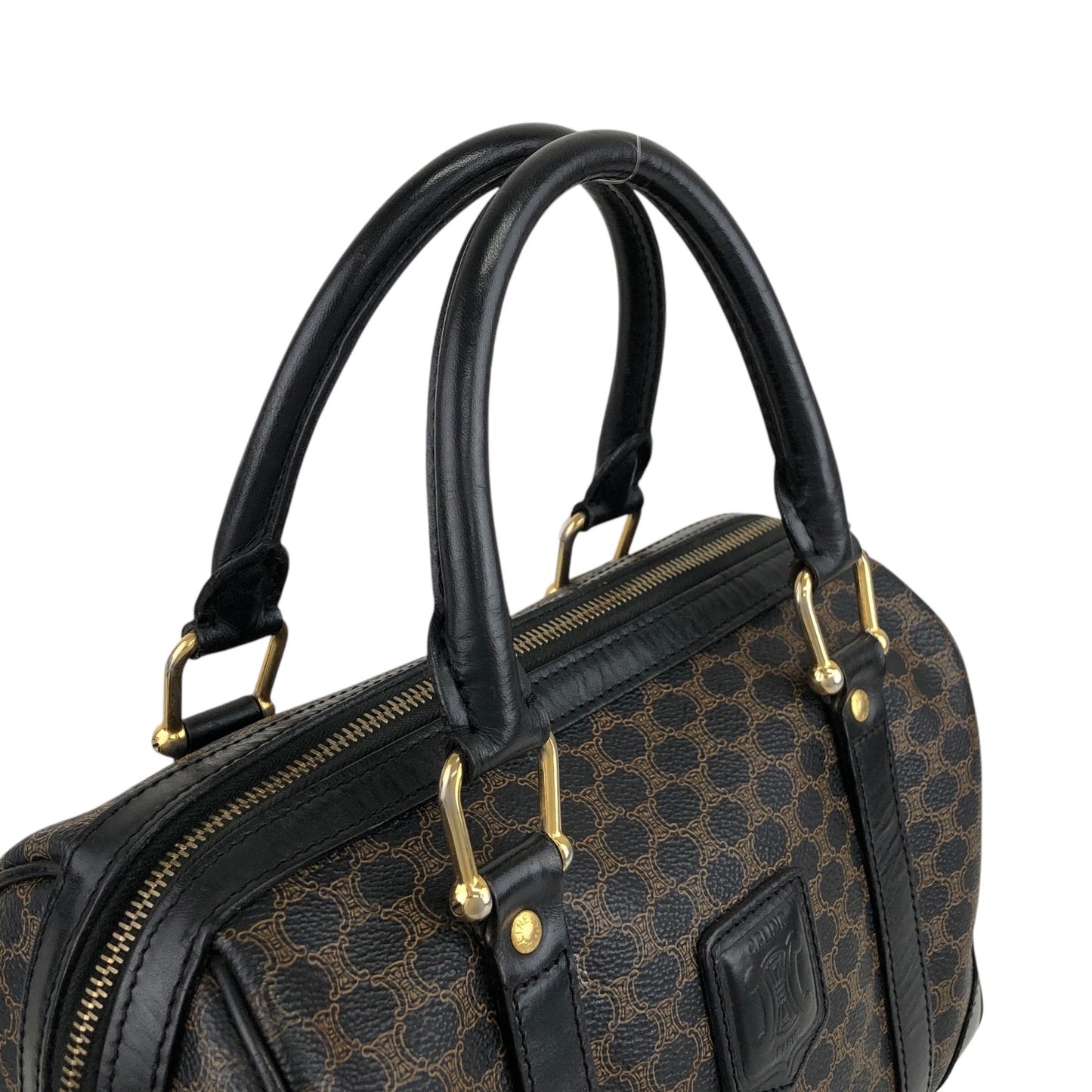 CELINE Macadam Blason Two-way Shoulder bag Boston bag Brown Vintage 5uamii