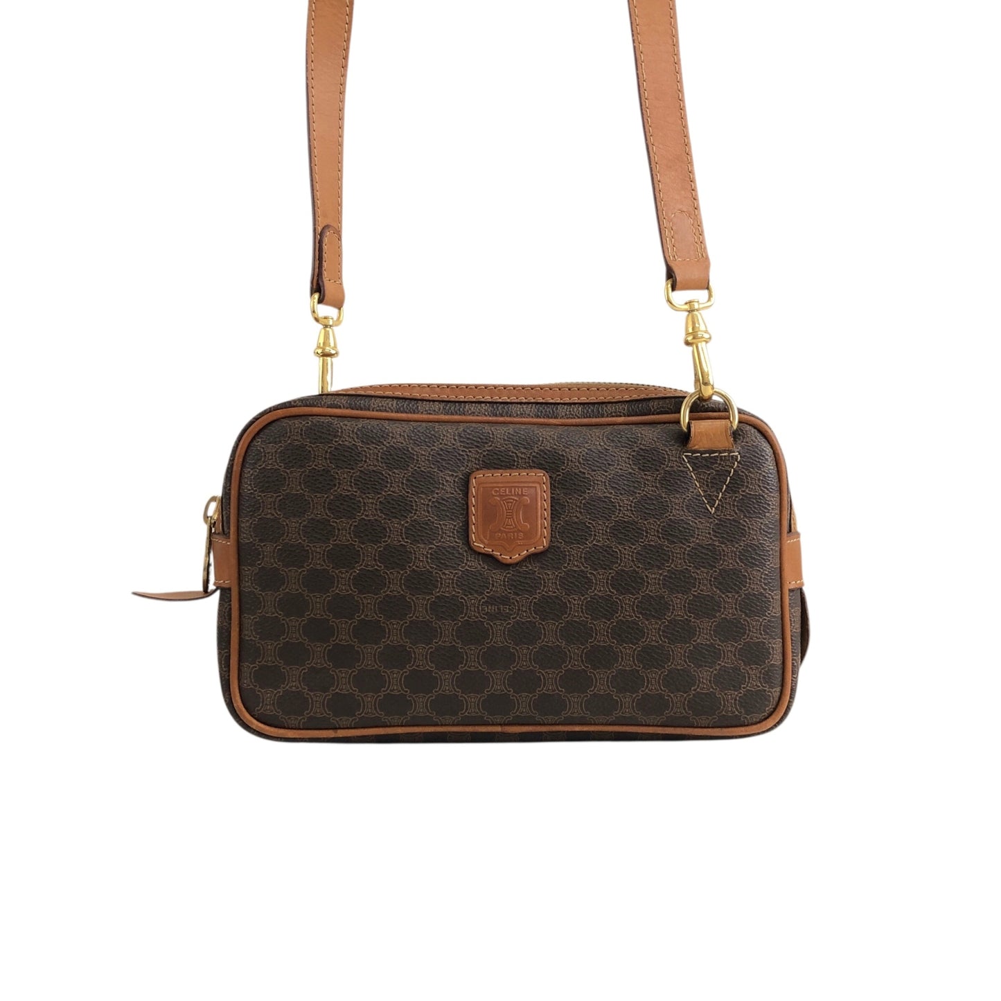 CELINE Macadam Blason Shoulder bag Brown Vintage f2gsiu