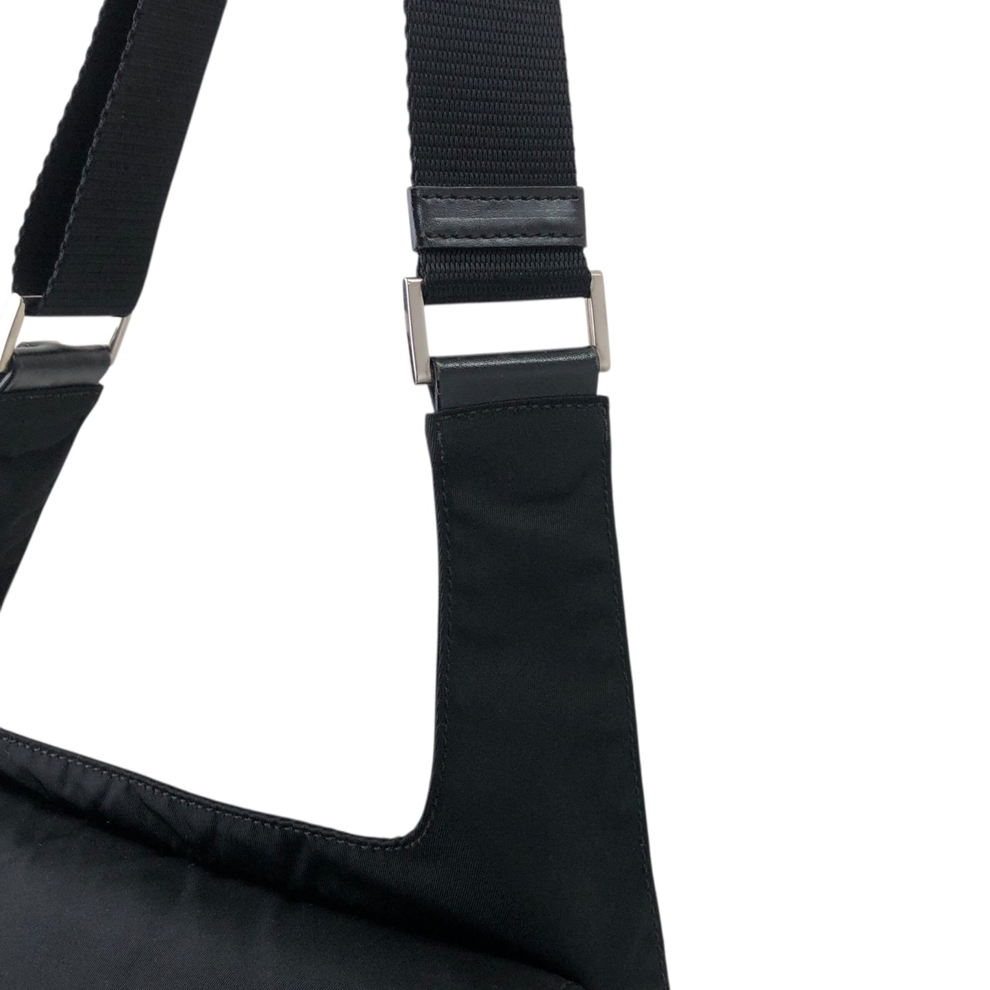 PRADA Triangle Logo Front Buckle Shoulder bag Black Vintage 7bcgft