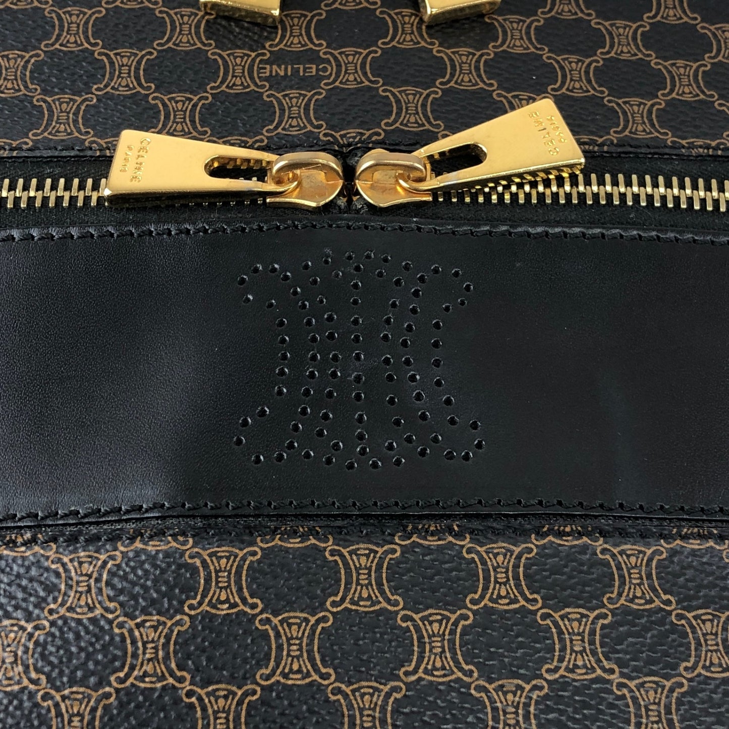CELINE Macadam Triomphe Handbag Vanity bag Black Vintage utd2i7