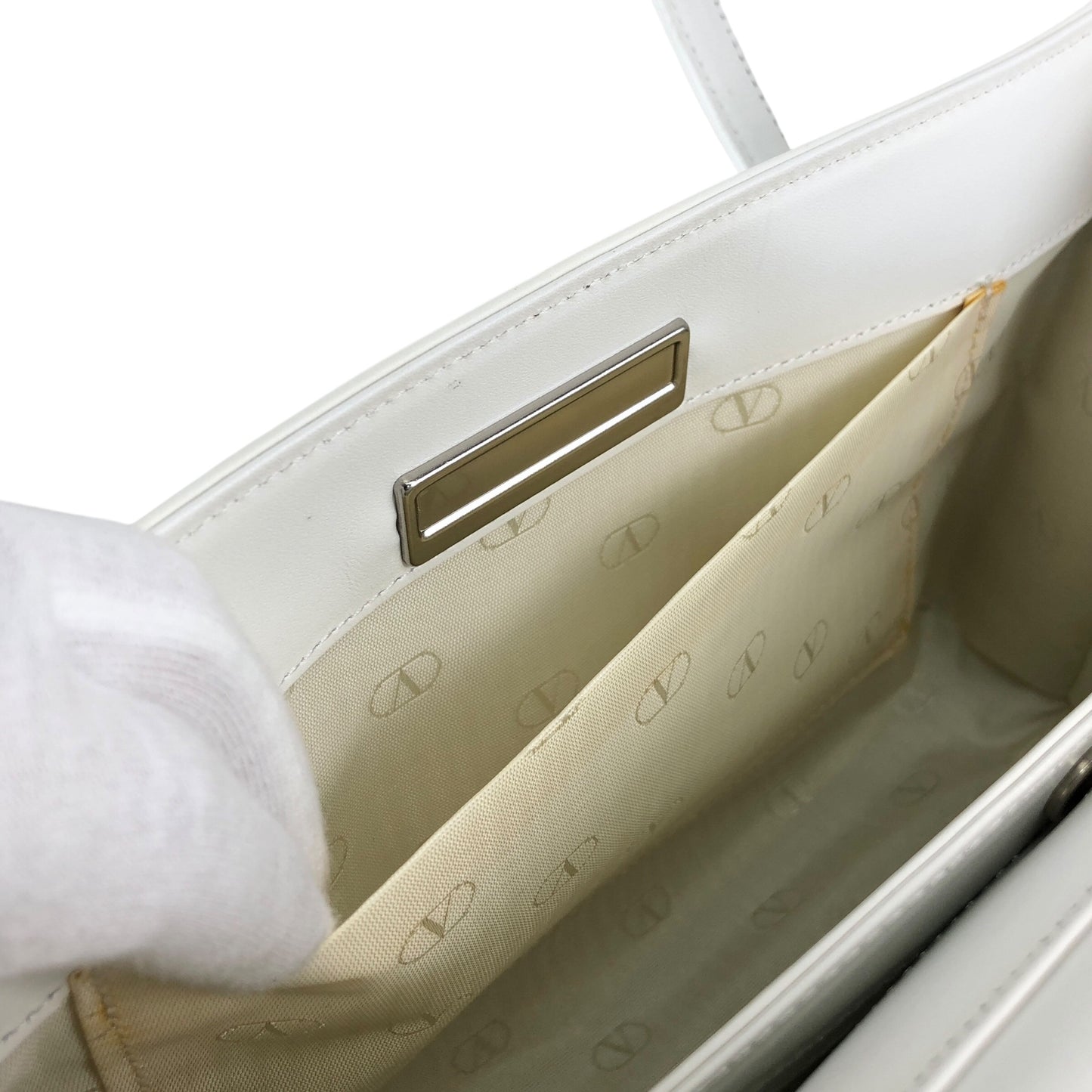 VALENTINO GARAVANI Logo Handbag White Vintage rfwnhz