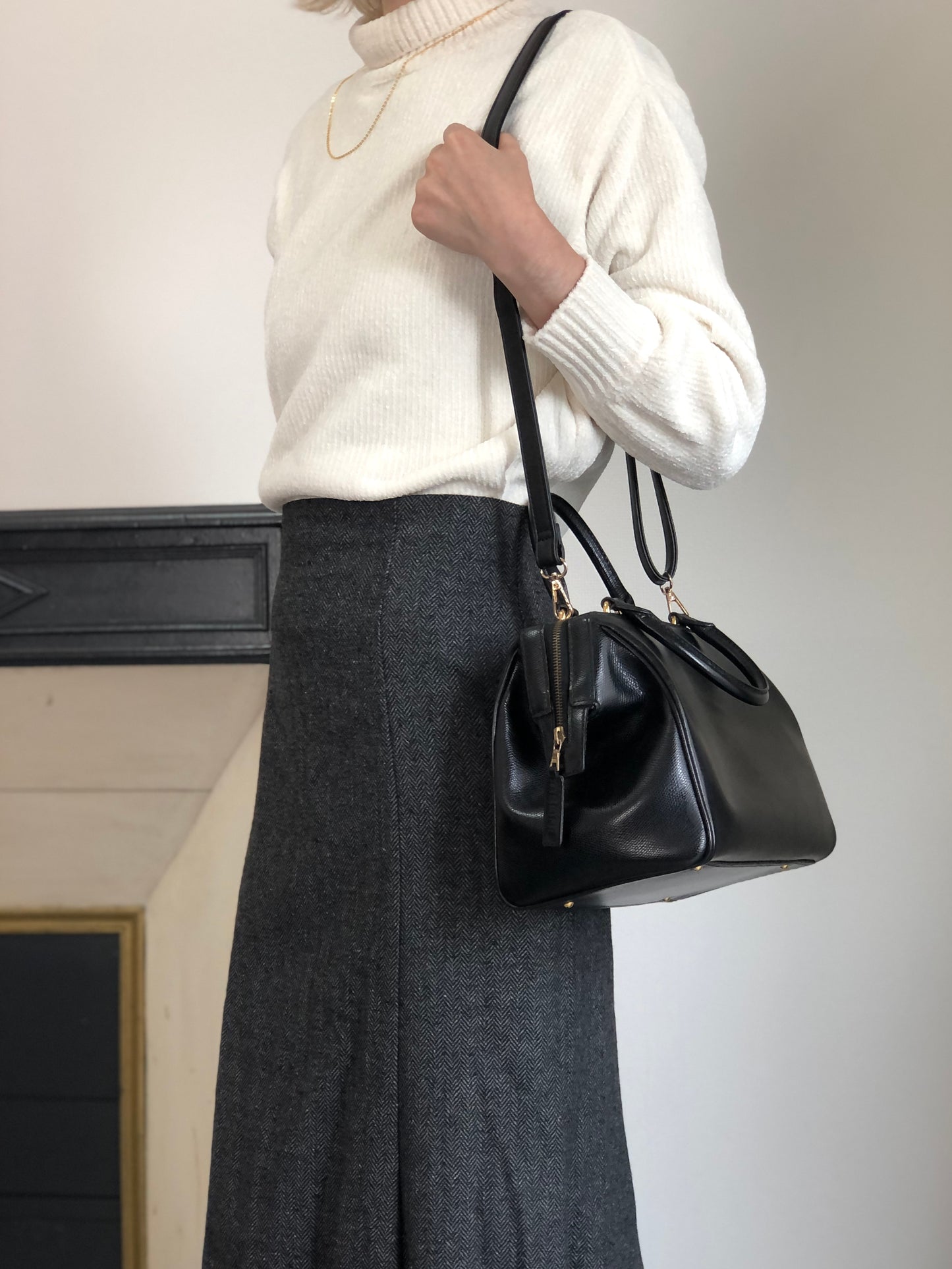CELINE Two-way Small Boston bag Shoulder bag Black Vintage mh45yy