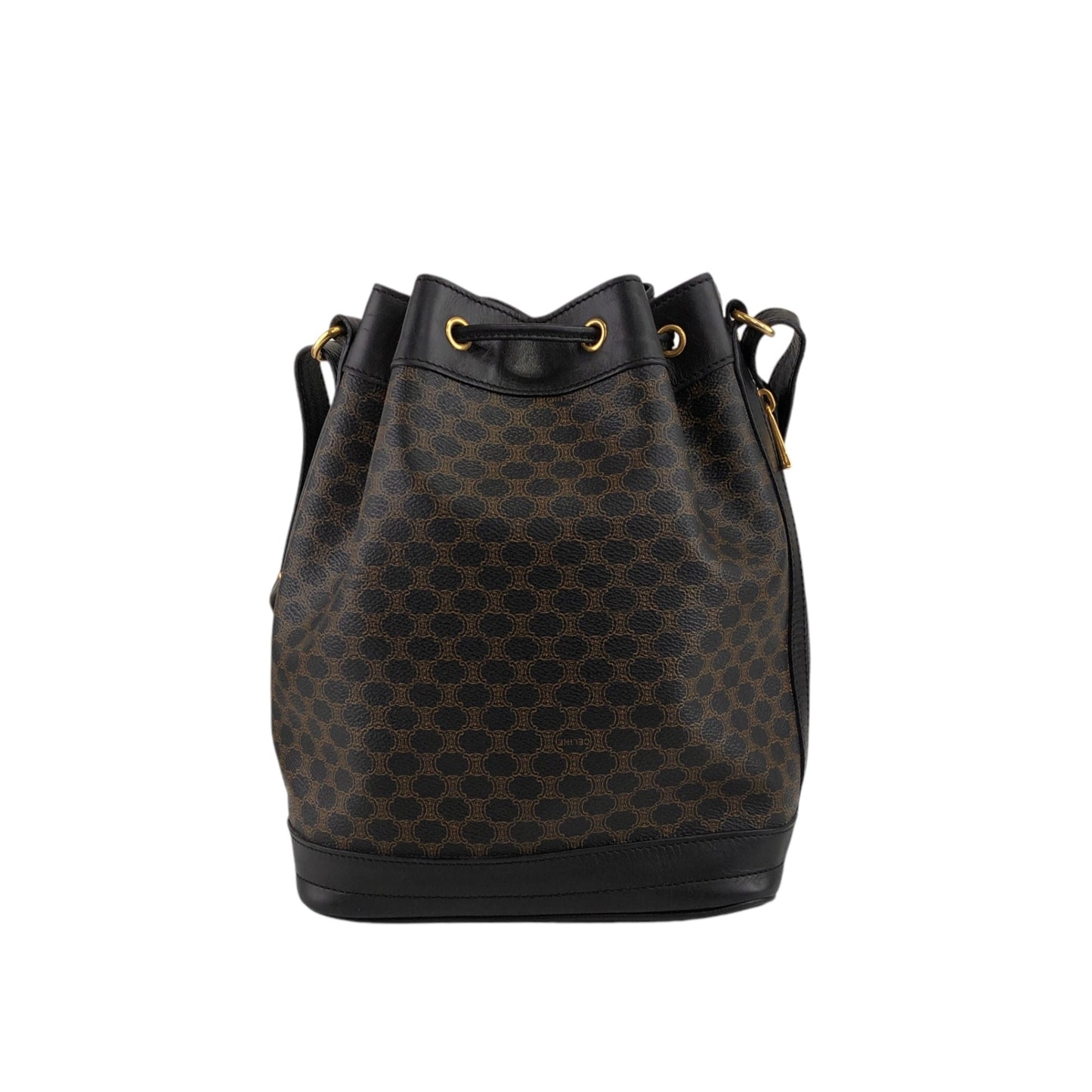 CELINE Macadam Blason Drawstring Shoulder bag Black Vintage mujneu