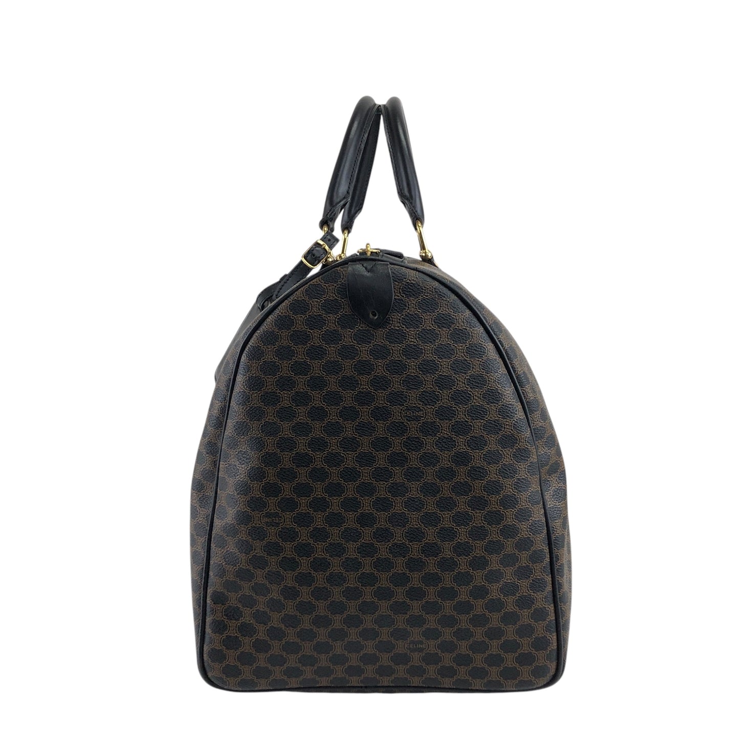 CELINE Macadam Blason Boston bag Handbag Black Vintage 65wsnj