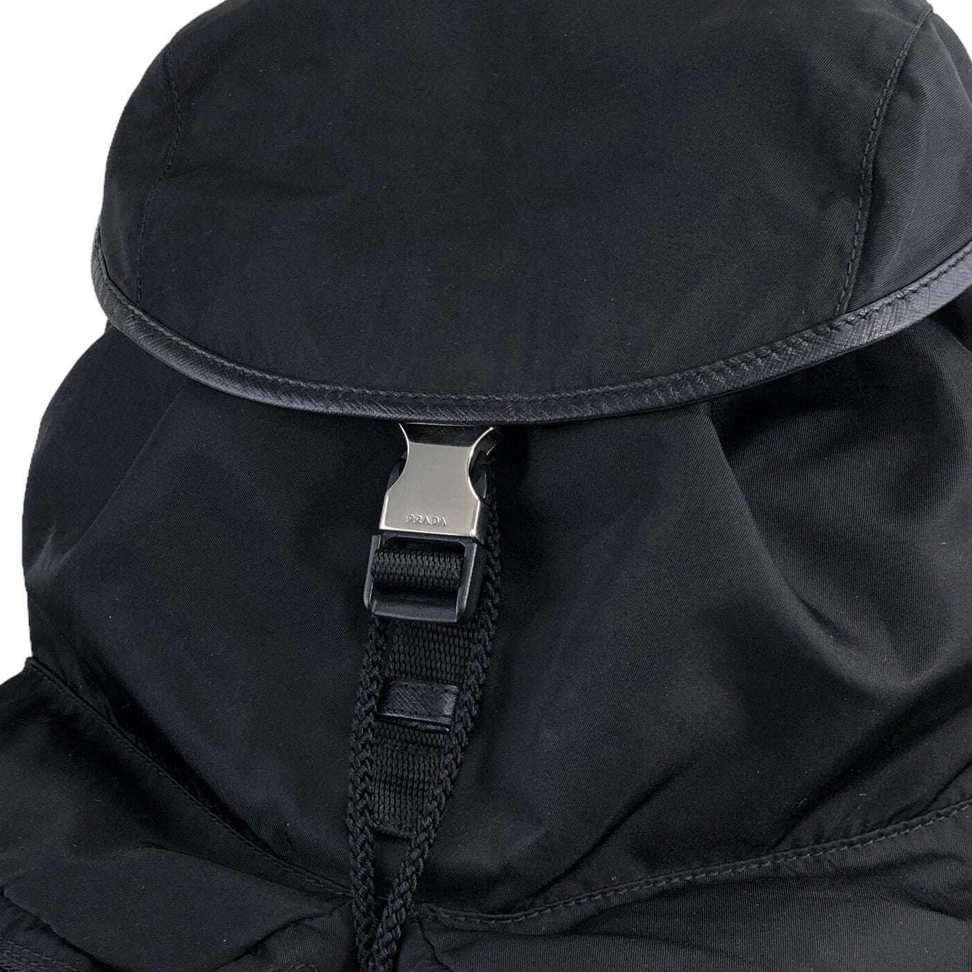 PRADA Triangle Logo Double Pocket Backpack Black Vintage avewmk