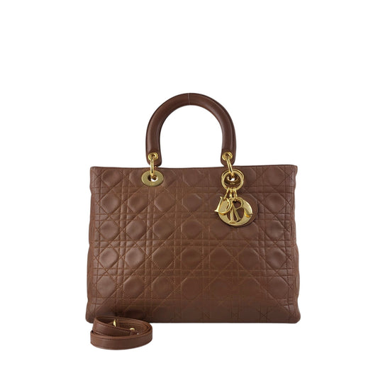 Christian Dior Lady Dior Cannage Two-way Handbag Shoulder bag Brown Vintage 8c3nvp
