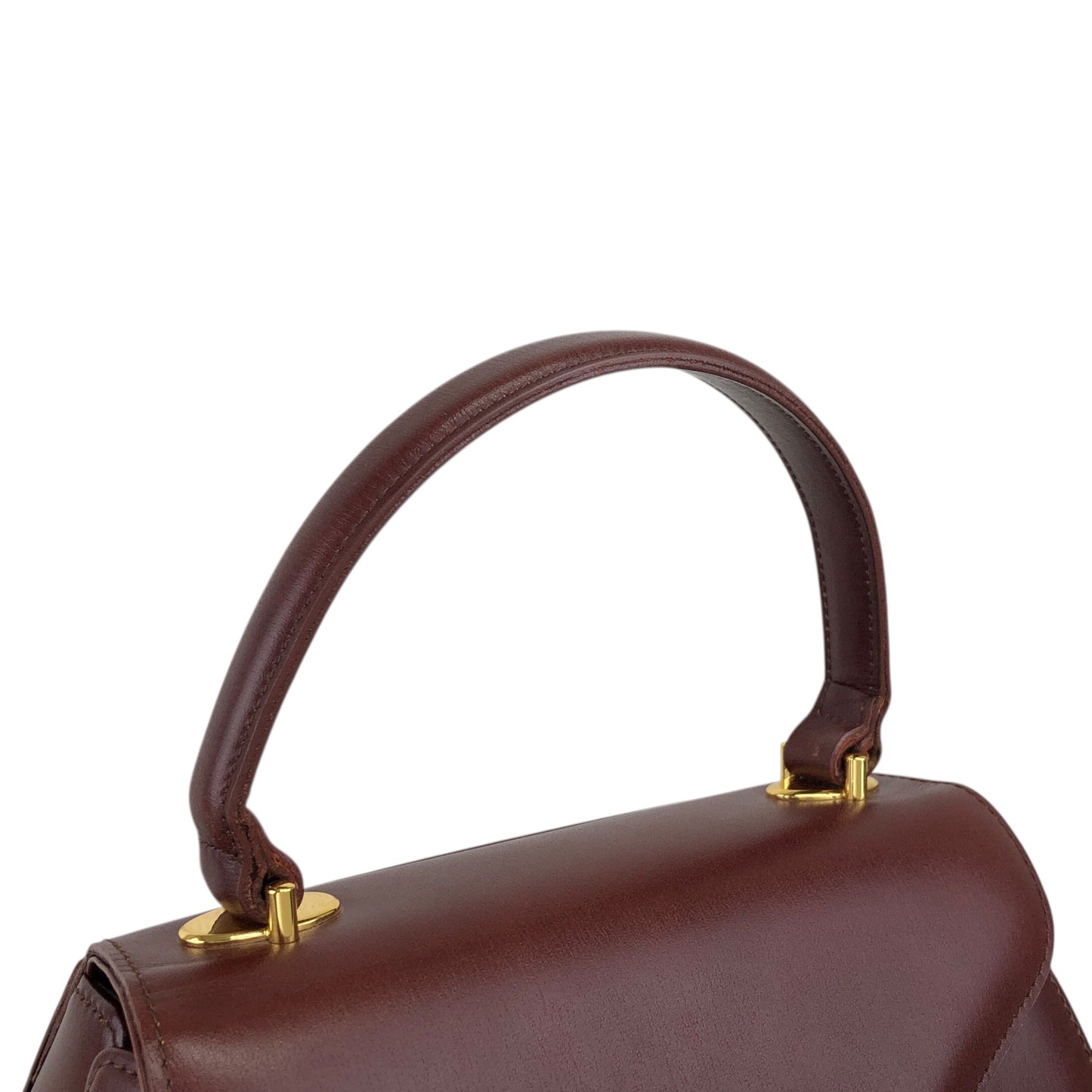 GIVENCHY Gancini Top Handle Handbag Brown Vintage rguu25
