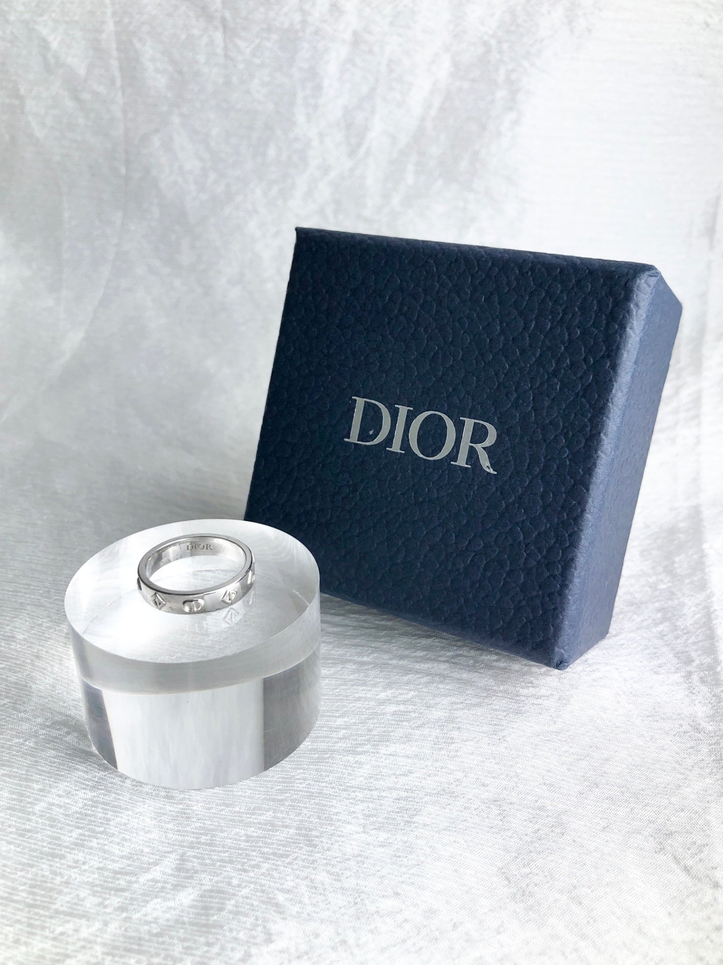 Christian Dior CD 標誌戒指 銀色復古 ntf73h
