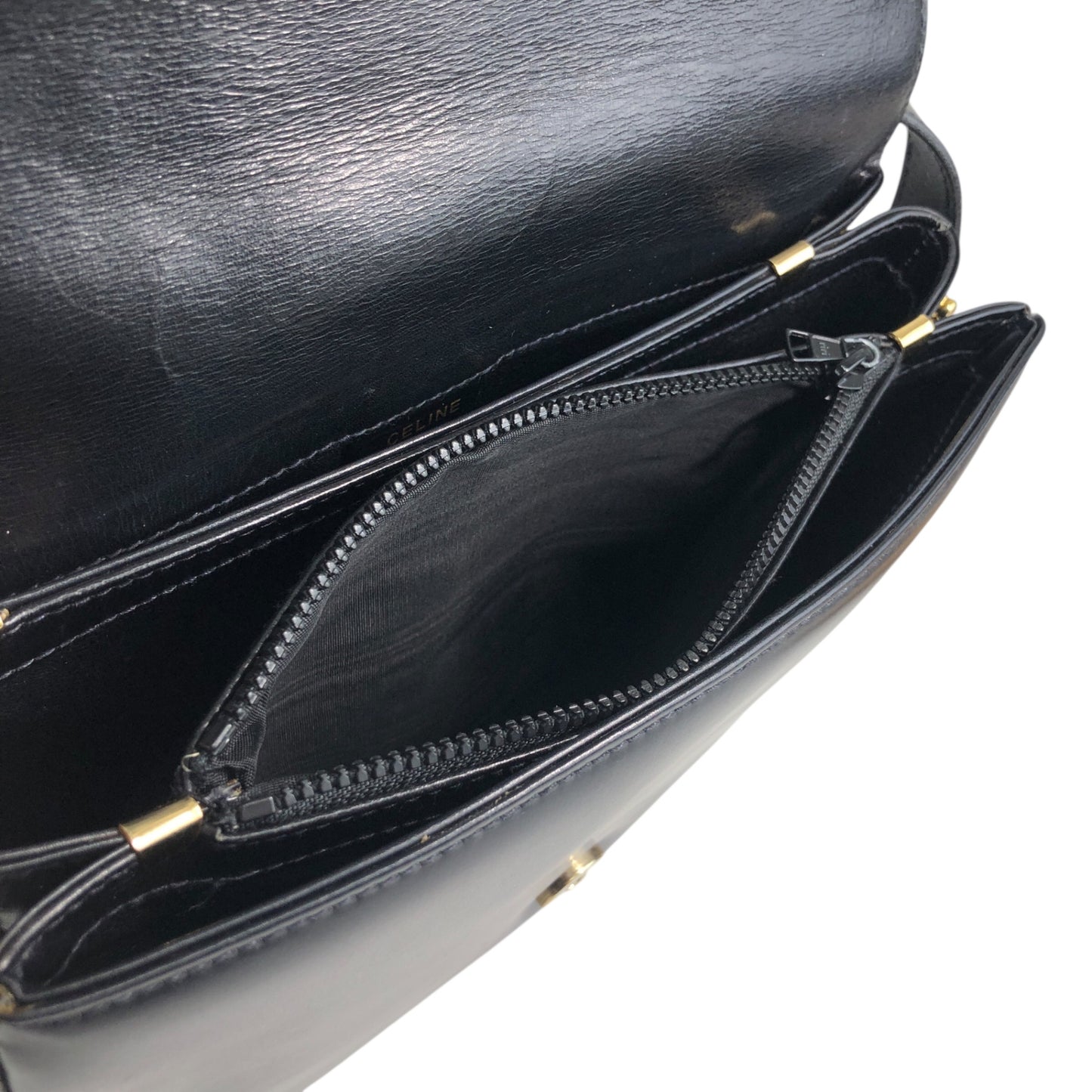 CELINE Horse Bit Crossbody Shoulder bag Black Vintage pv63af