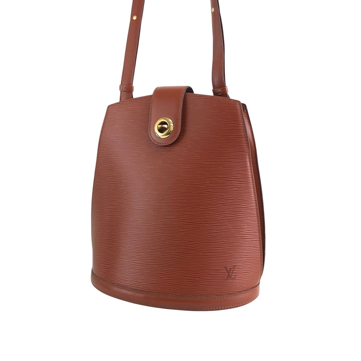 LOUIS VUITTON Epi Turn Lock Shoulder bag Brown Vintage fn4d5c