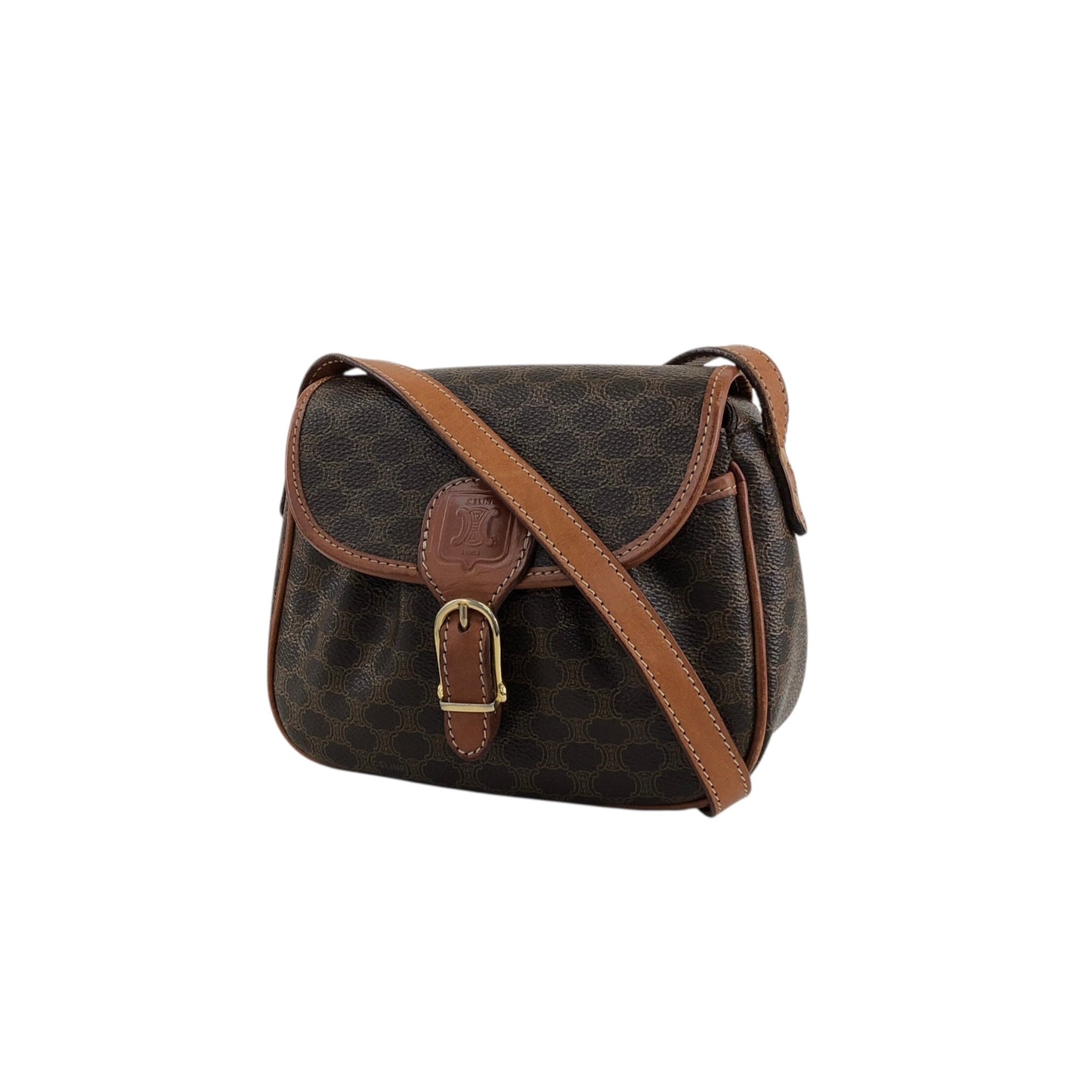 CELINE Macadam Blason Shoulder bag Brown Vintage w4w3x4