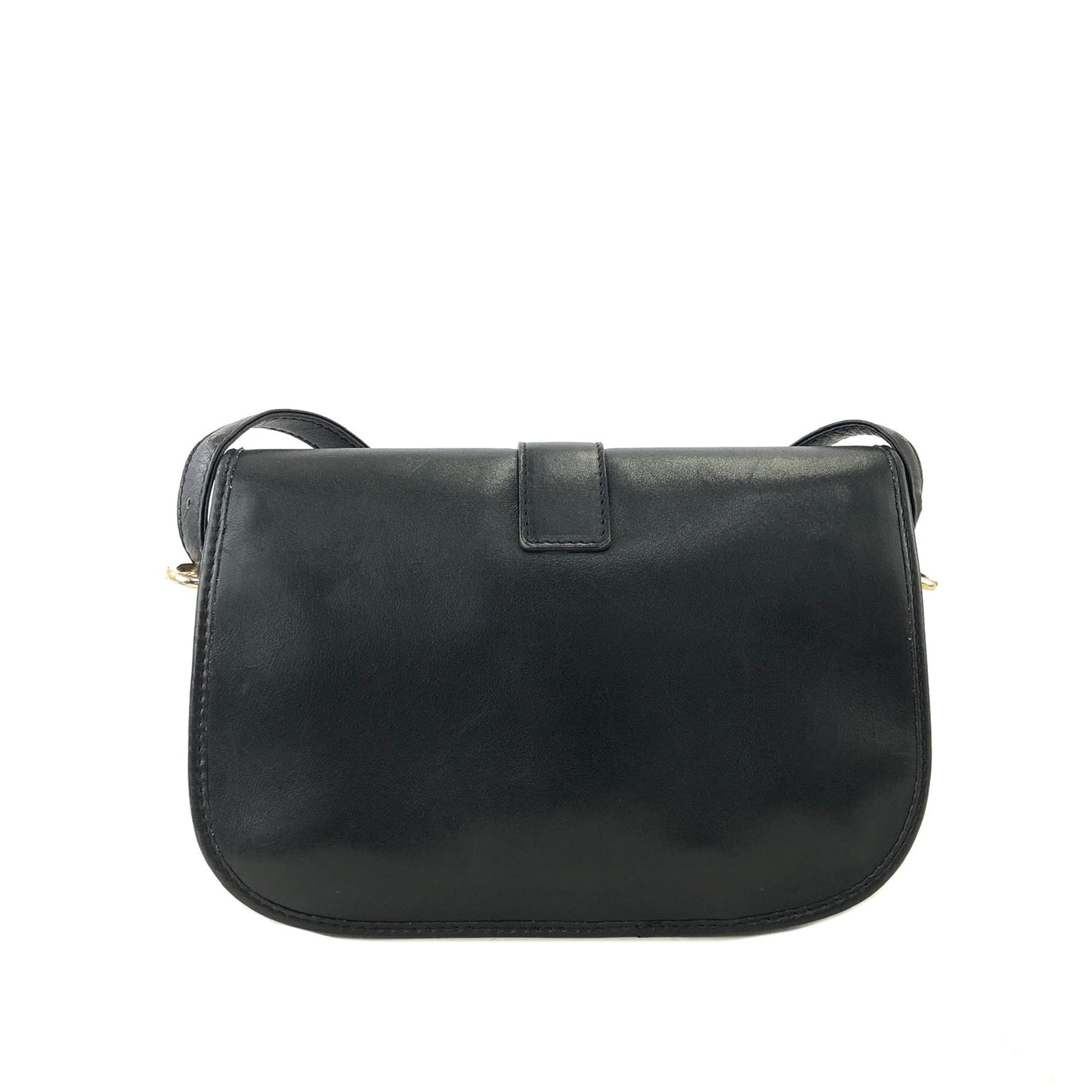 CELINE Gancini Leather Crossbody Shoulder bag Black Vintage 243mx8