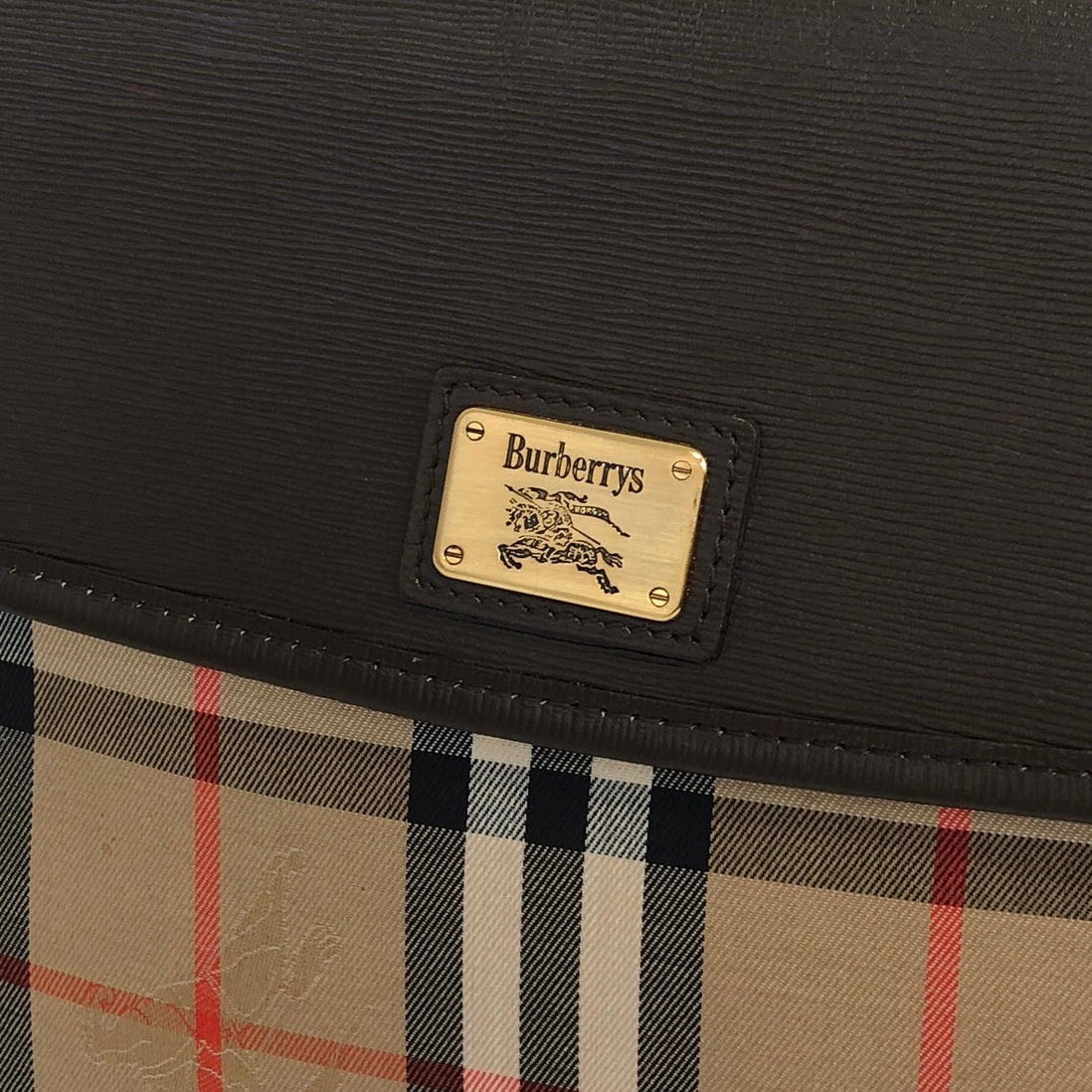 BURBERRY Classic Check Canvas Leather Shoulder bag Beige Brown Vintage sxruwc