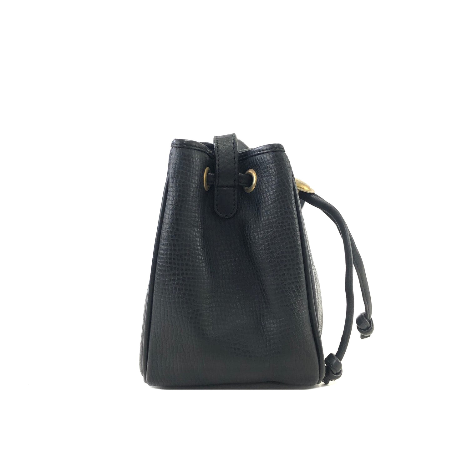 Christian Dior 標誌圖案皮革抽繩單肩包 黑色 復古 gk34h7