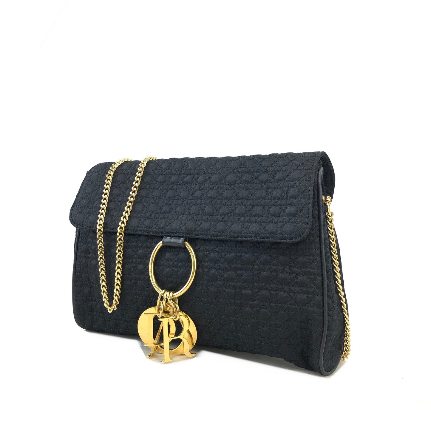 Christian Dior Cannage Logo Charm Nylon Chain Shoulder bag Navy Vintage i7uukd