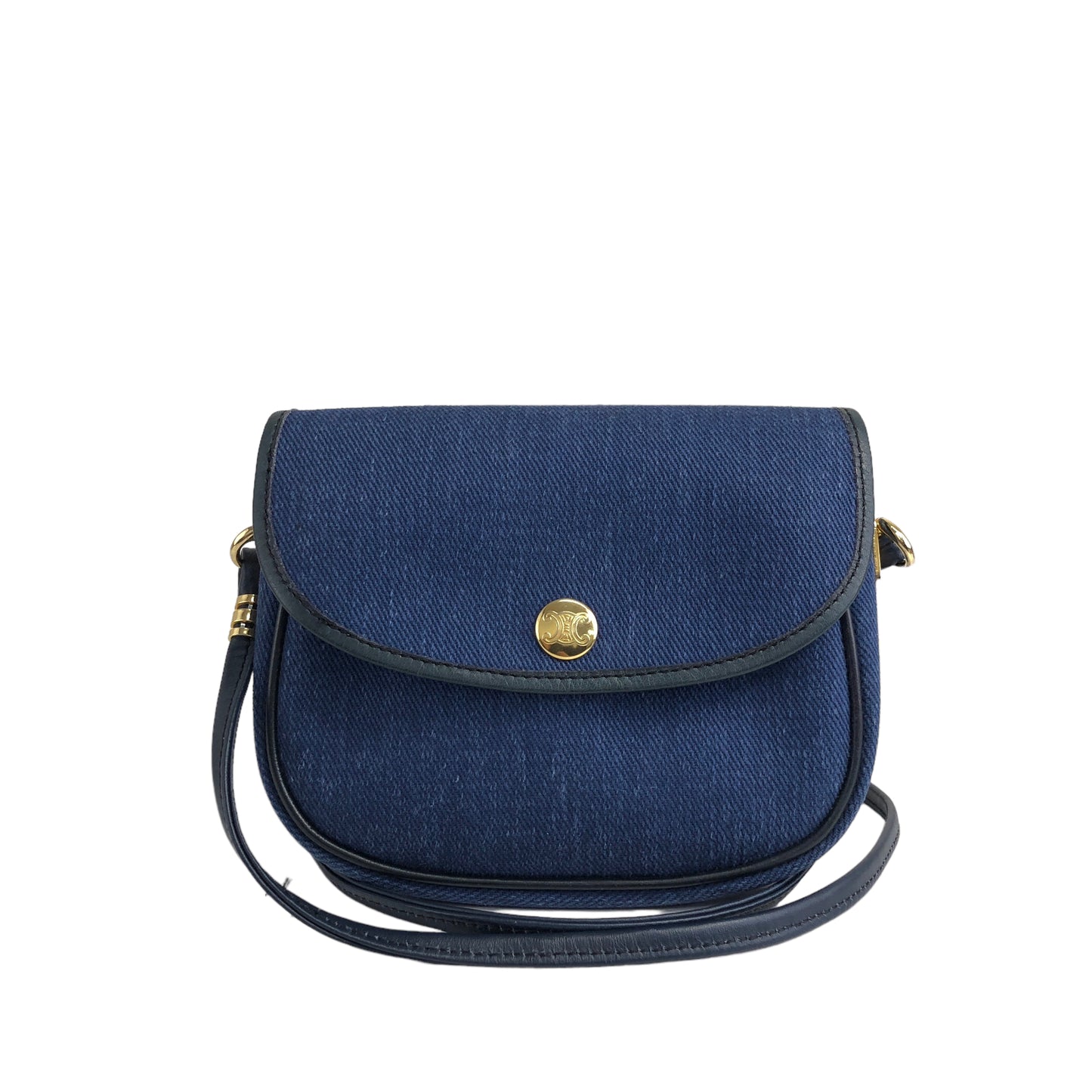 CELINE Blason Denim Small Shoulder bag Indigo Vintage x5cwtz