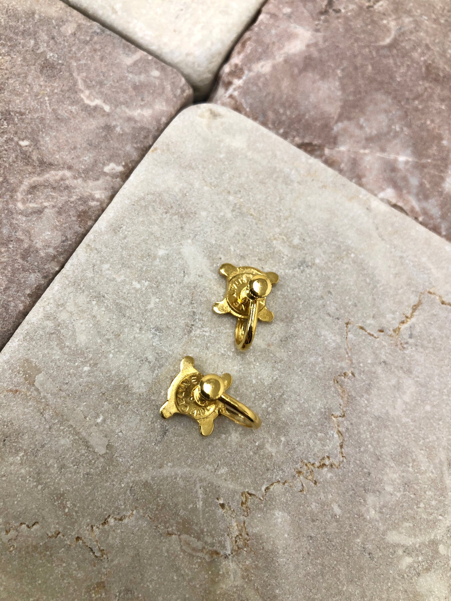 CELINE Triomphe Earrings Gold Vintage azikms