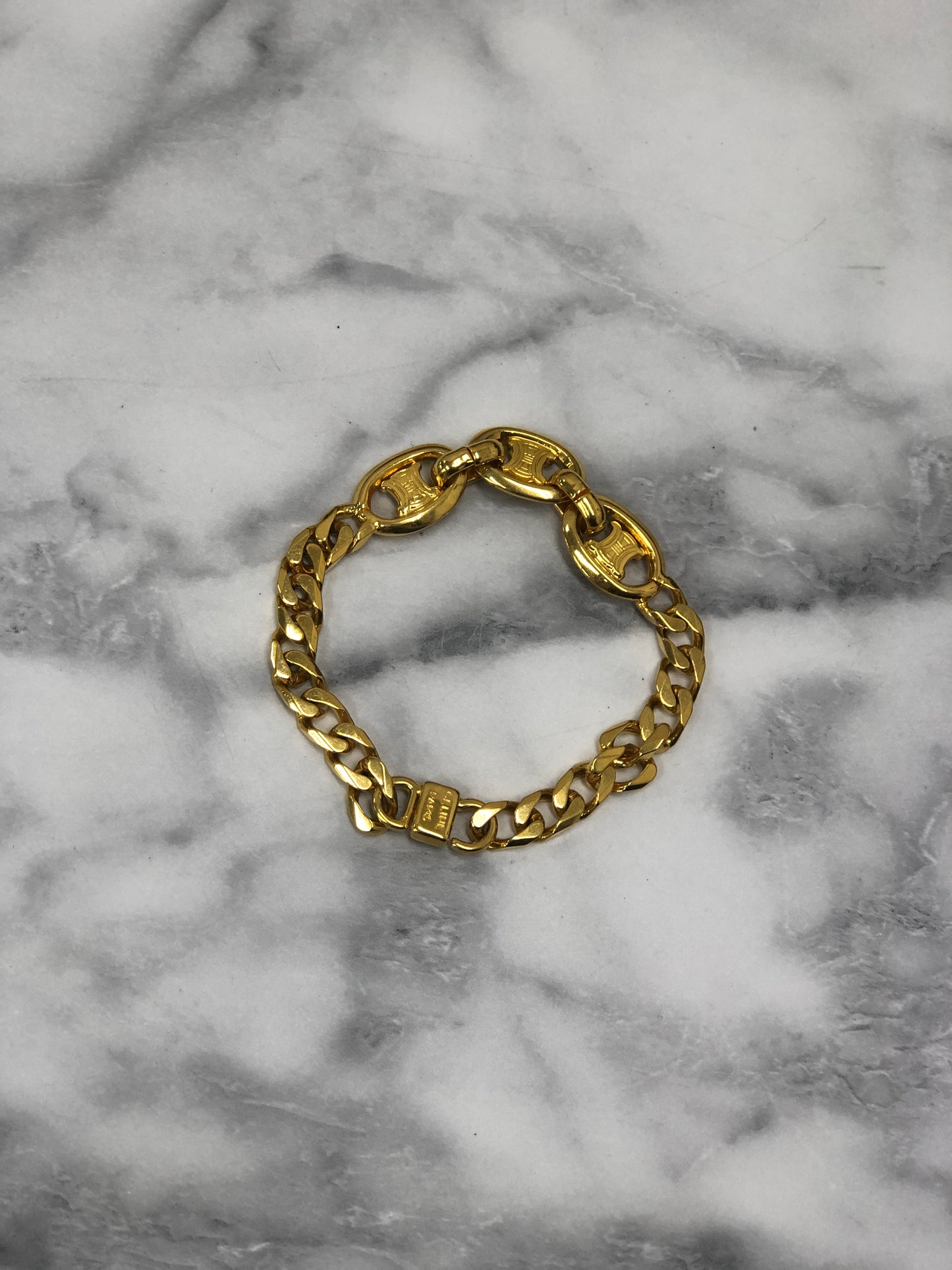 CELINE Triomphe Bracelet Gold Vintage ynvs4t