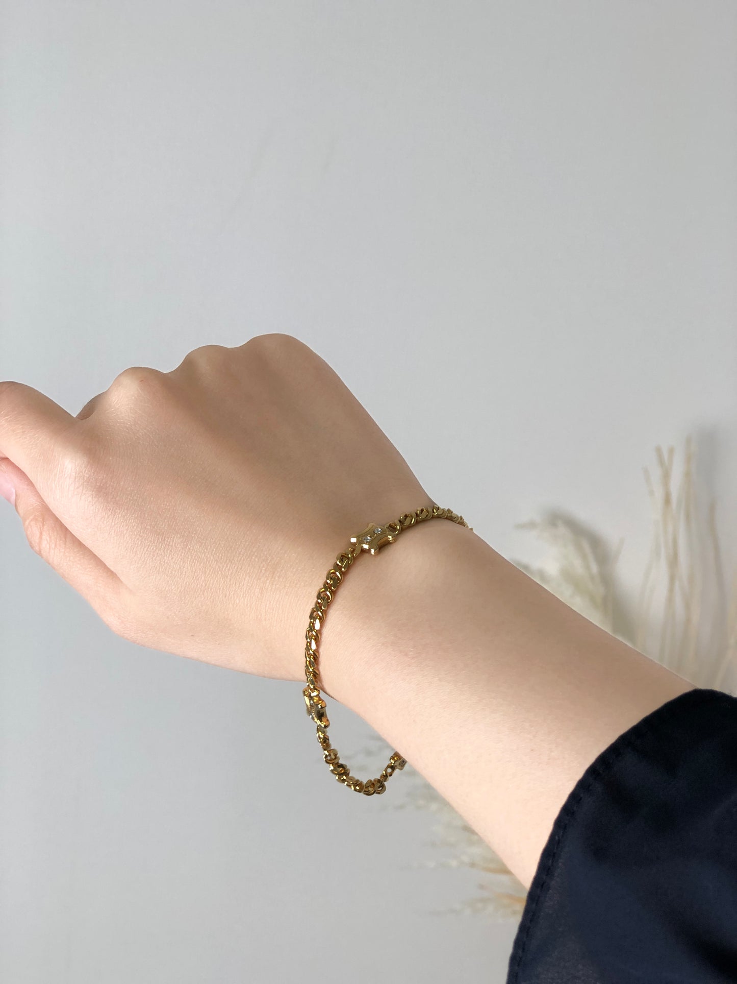 CELINE Blason 寶石手鍊 金色 復古 6f2zui