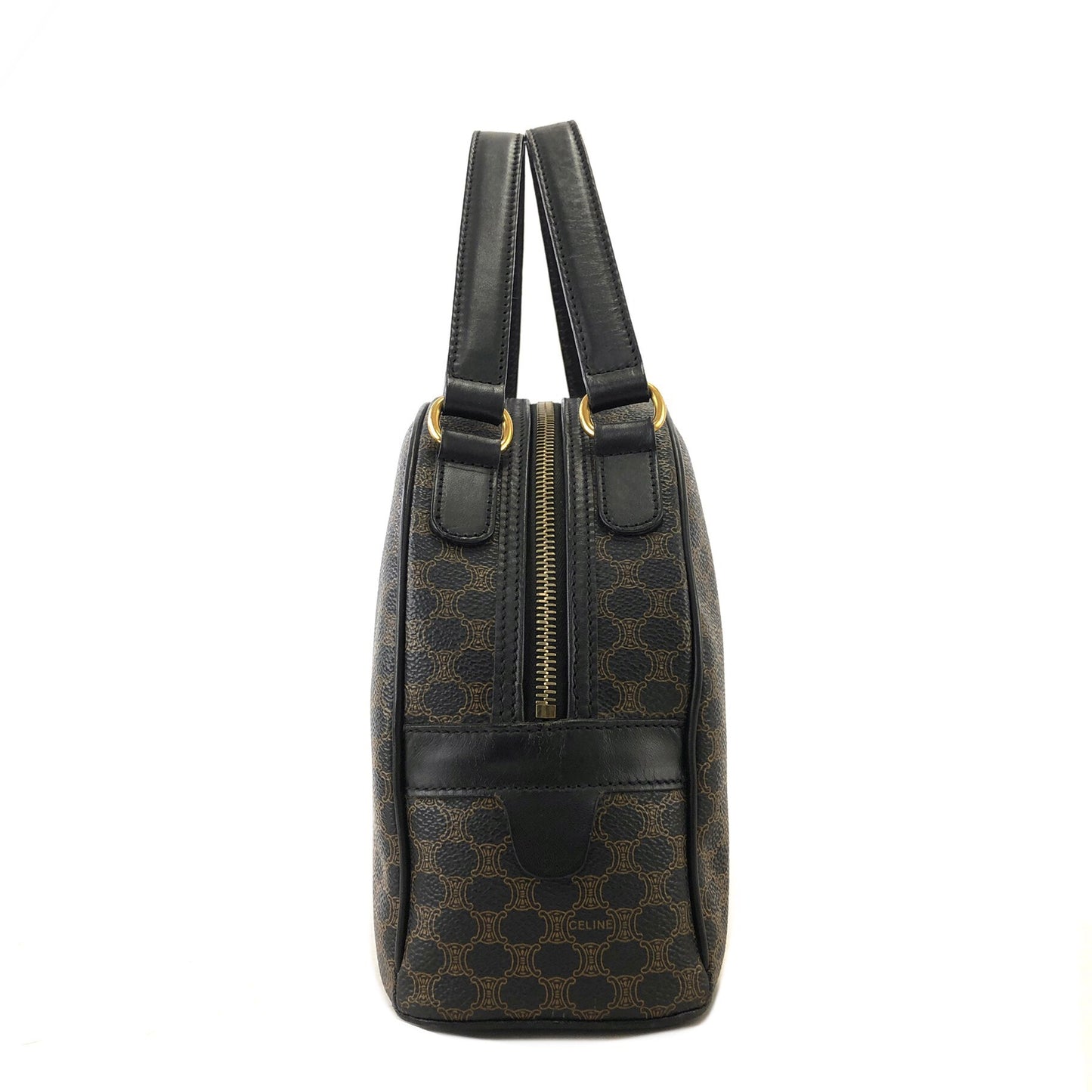 CELINE Macadam Blason Half Round Handbag Black Vintage e86ra4