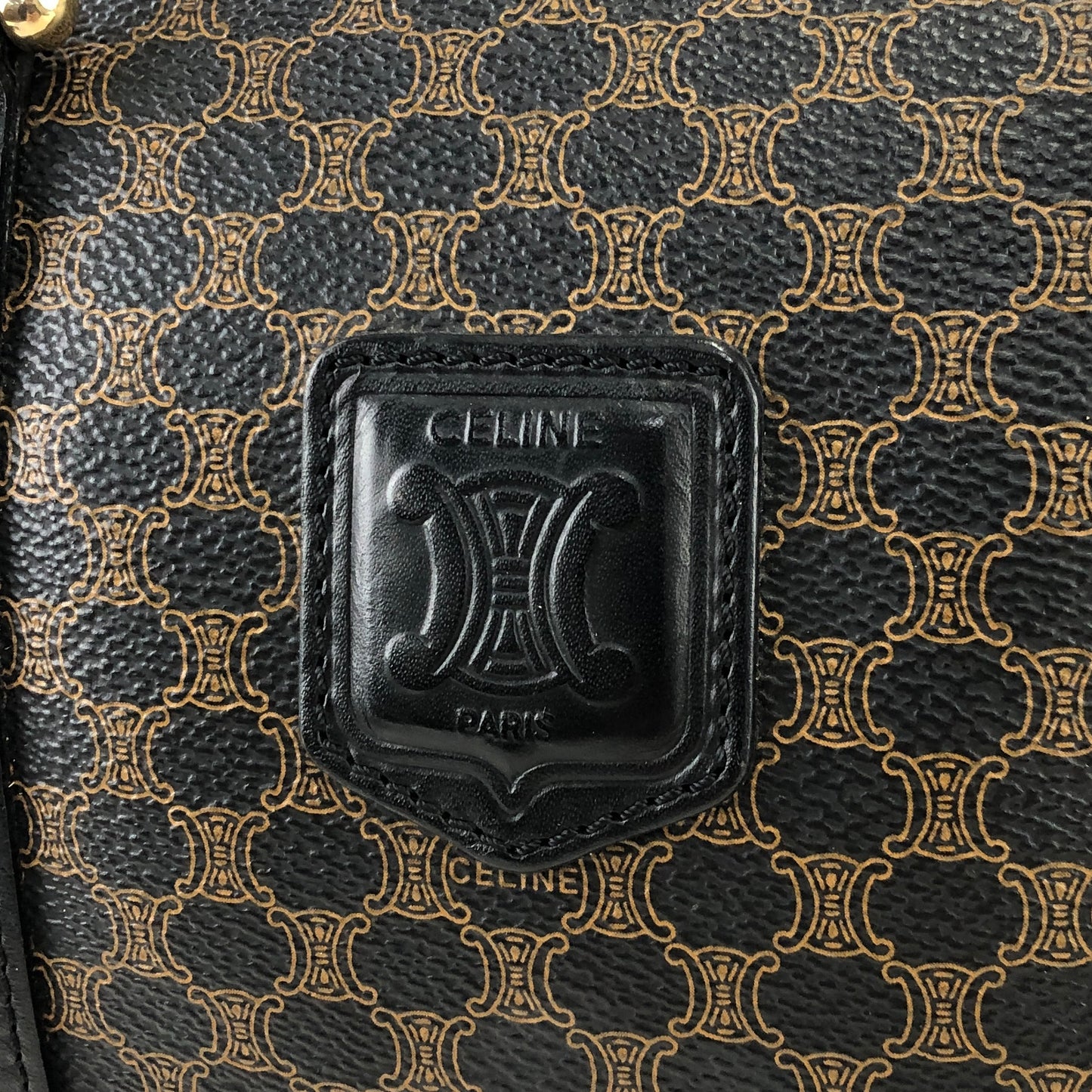 CELINE Macadam Blason Two-way Handbag Shoulder bag Boston bag Black Vintage kx4b84