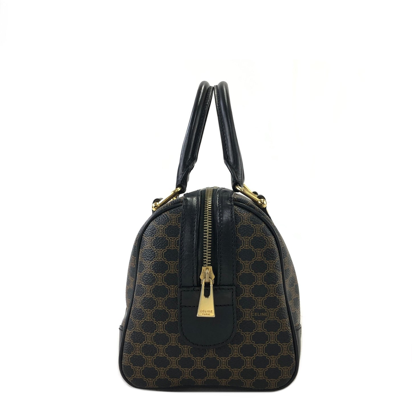 CELINE Macadam Blason Two-way Handbag Shoulder bag Boston bag Black Vintage kx4b84
