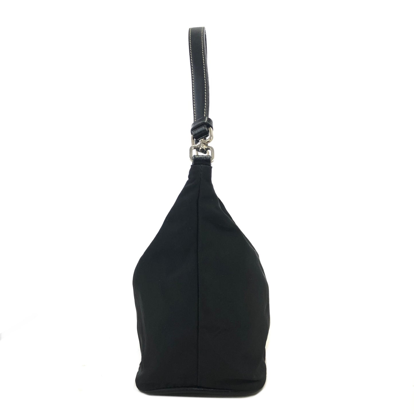PRADA Triangle Logo Nylon Handbag Hobobag Black Vintage 4iznea