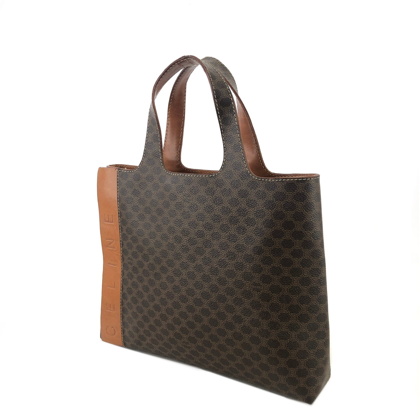 CELINE Macadam Logo Totebag Handbag Brown Vintage pwx4uh