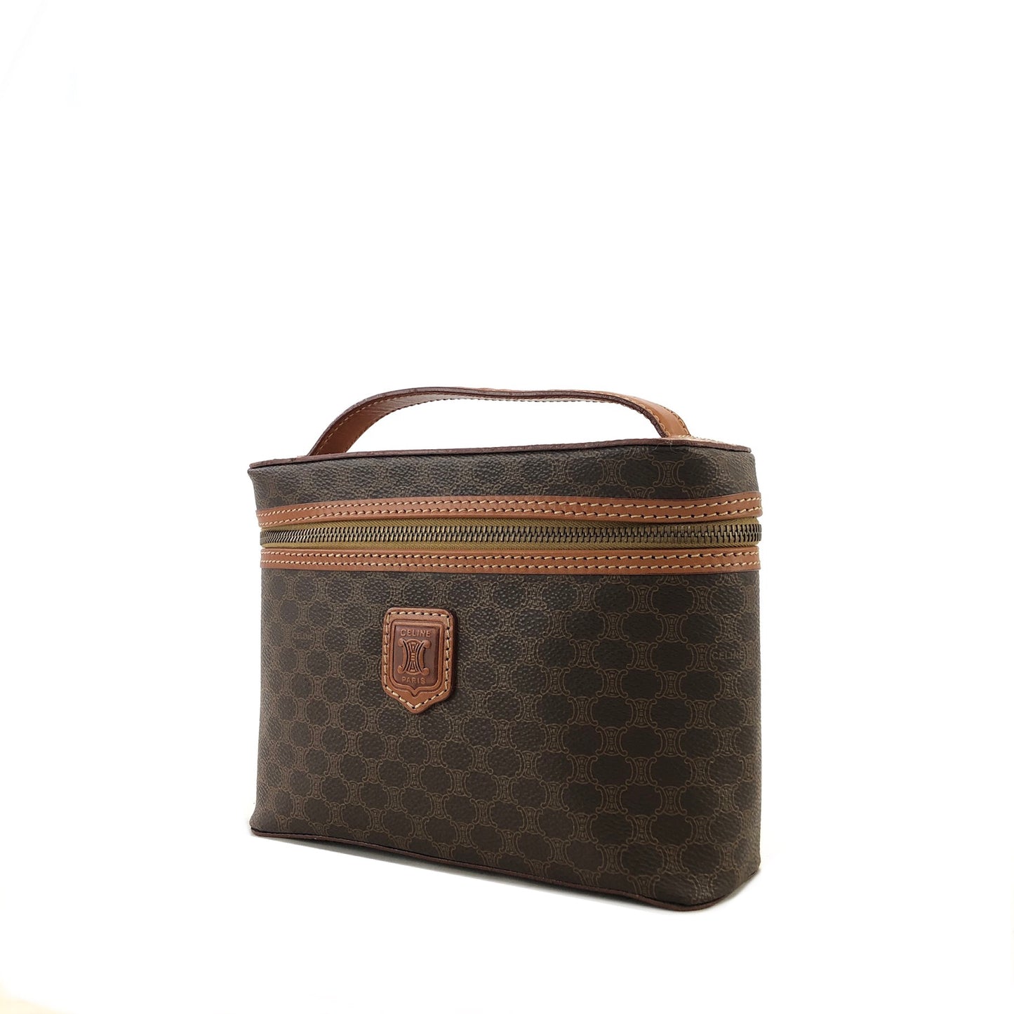 CELINE Macadam Blason Handbag Vanity bag Brown Vintage xx7tni