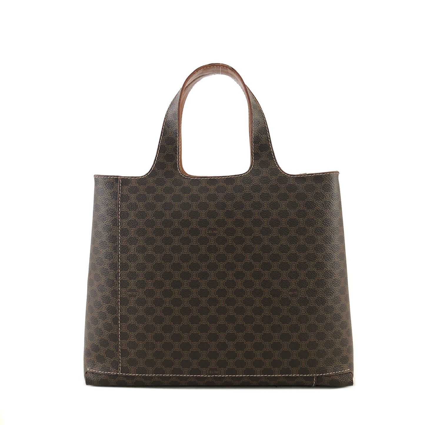 CELINE Macadam Logo Handbag Brown Vintage j4guu8