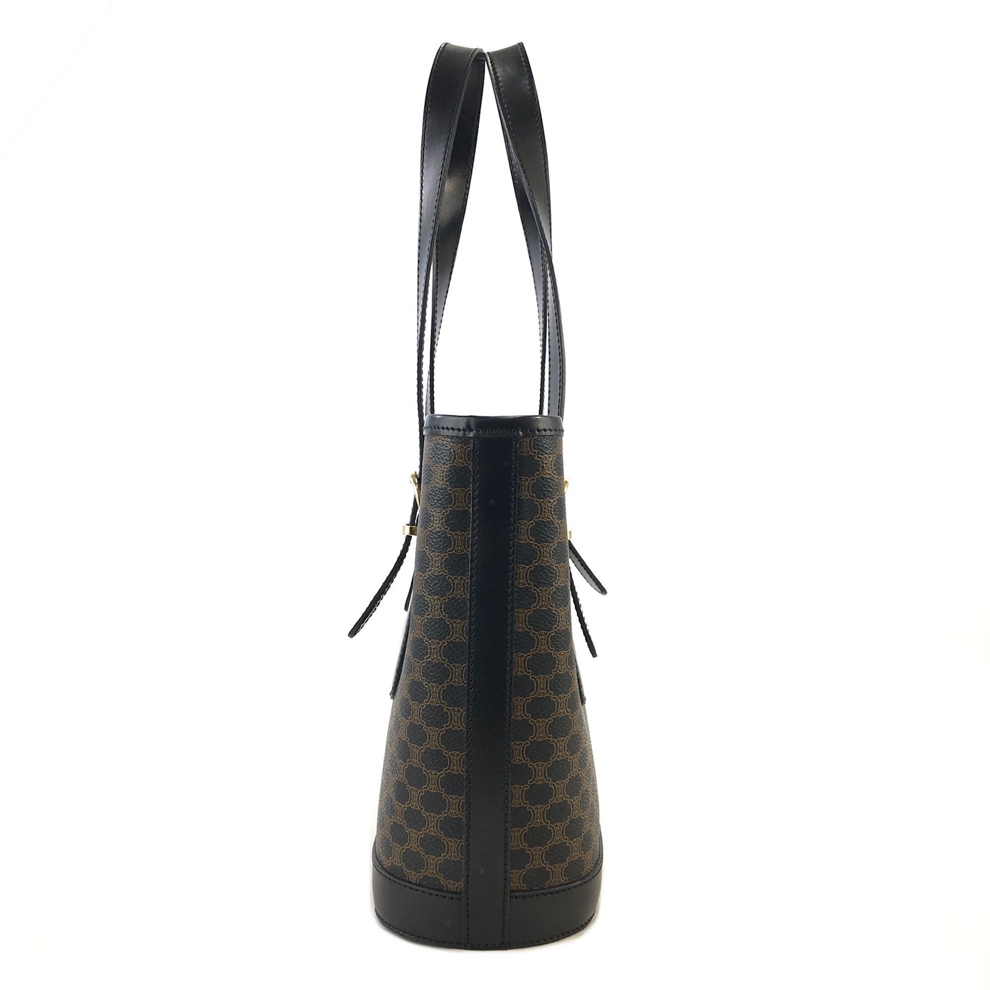 CELINE Macadam Leather Handbag Totebag Black Vintage at6psz