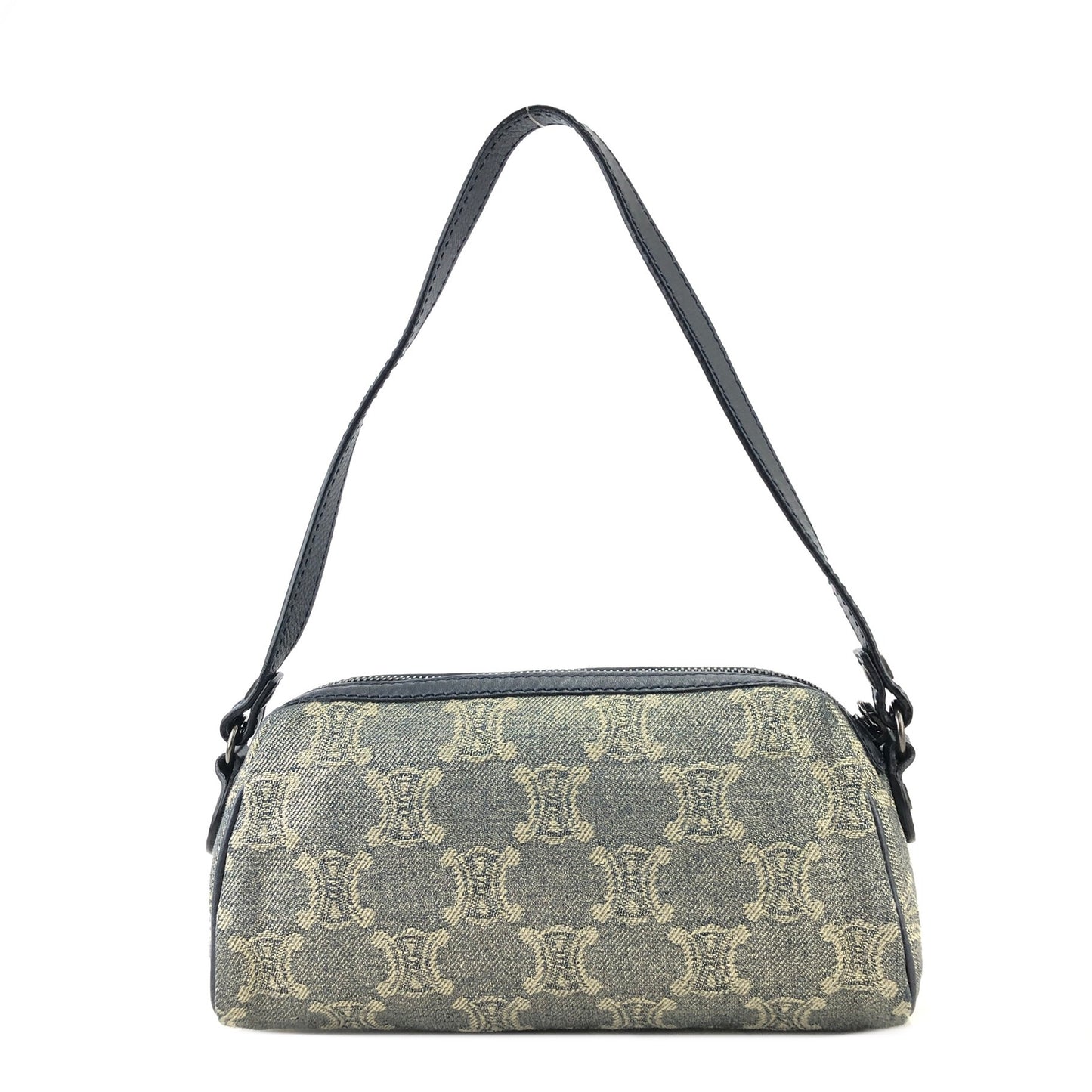 CELINE Paris Macadam Denim Hobobag Handbag Light Blue Vintage sb655g