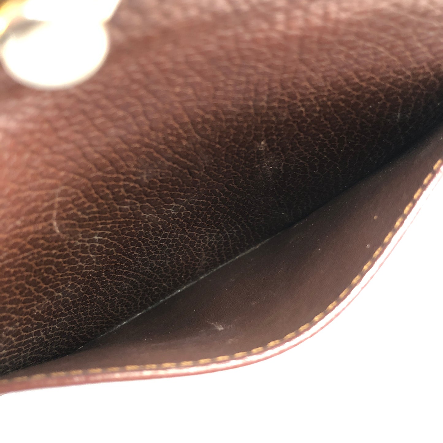 CELINE Gancini Logo Motif Square Leather Handbag Brown Vintage e8kt7d