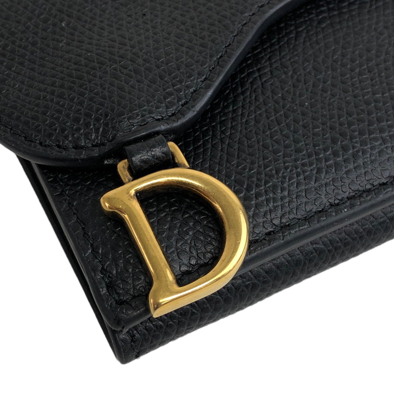 Christian Dior D Motif 皮革三折皮夾 黑色 復古 zuymyy